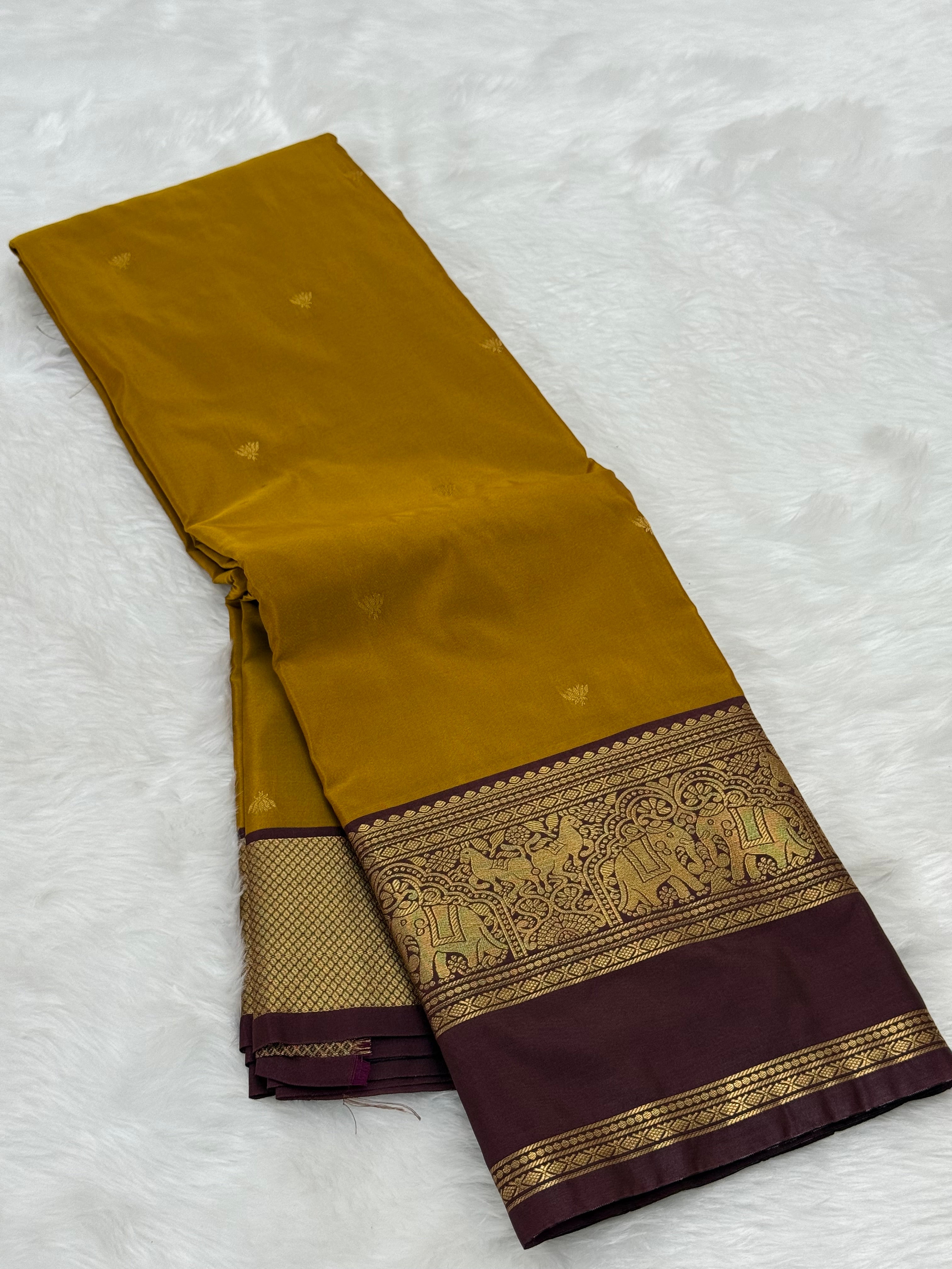PREMIUM SEMI KANCHI SILK SAREE - DIJON YELLOW