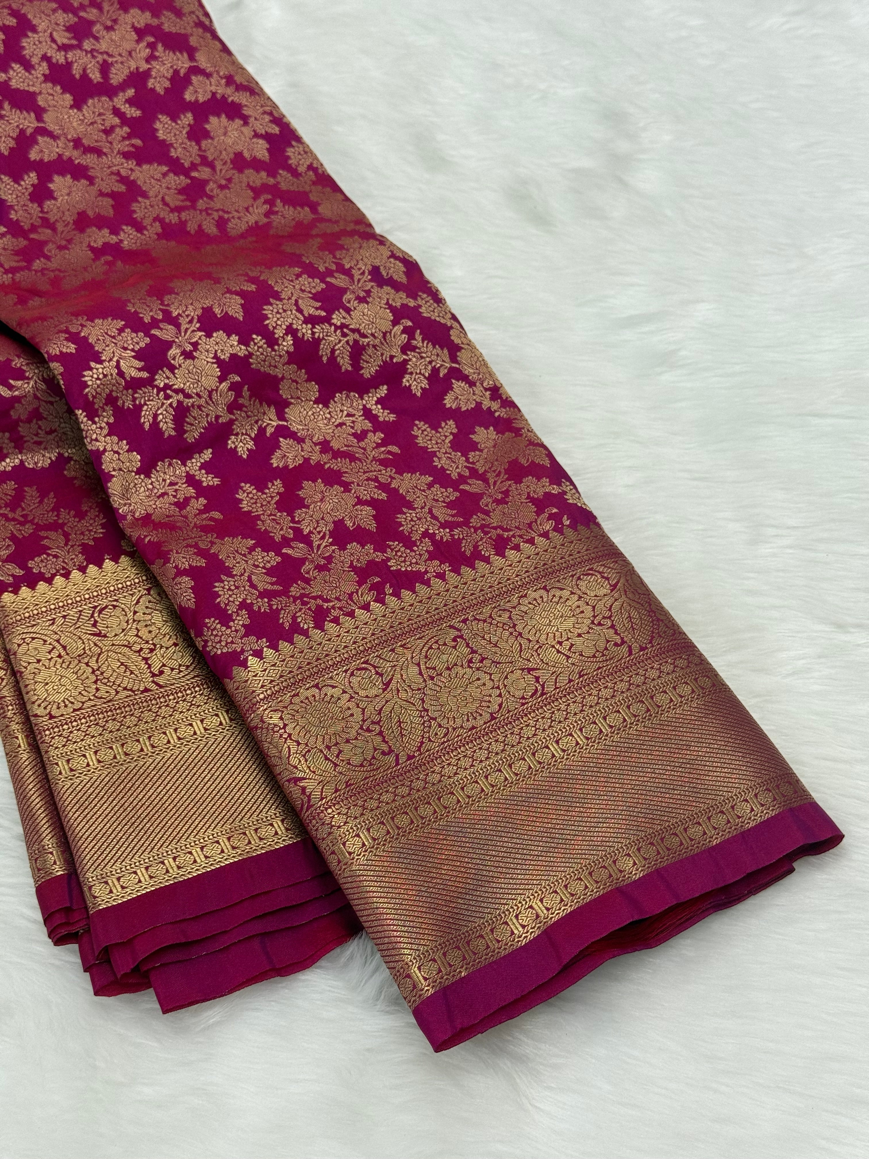 PREMIUM SEMI KANCHI SILK SAREE -MAGENTA