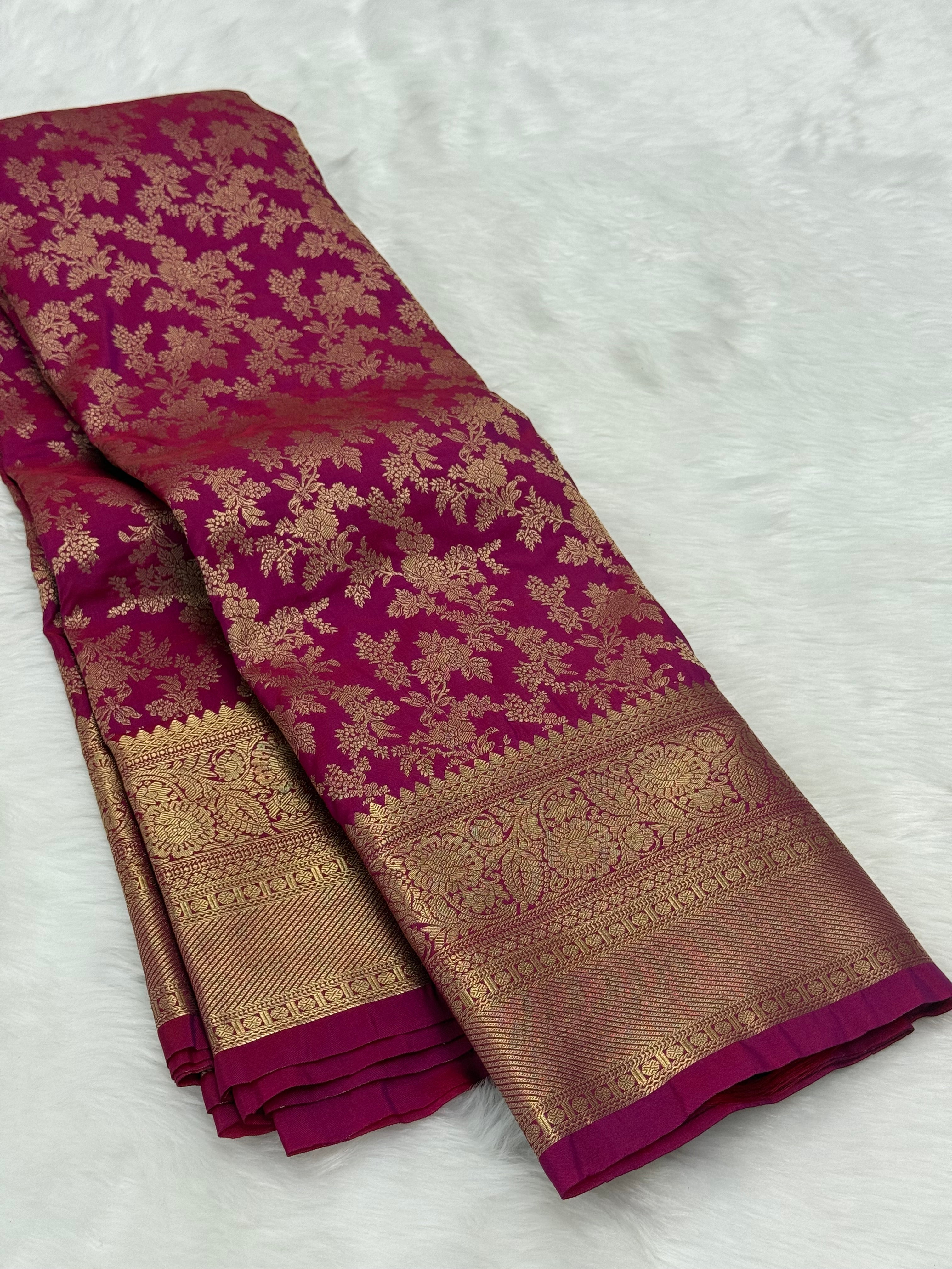 PREMIUM SEMI KANCHI SILK SAREE -MAGENTA