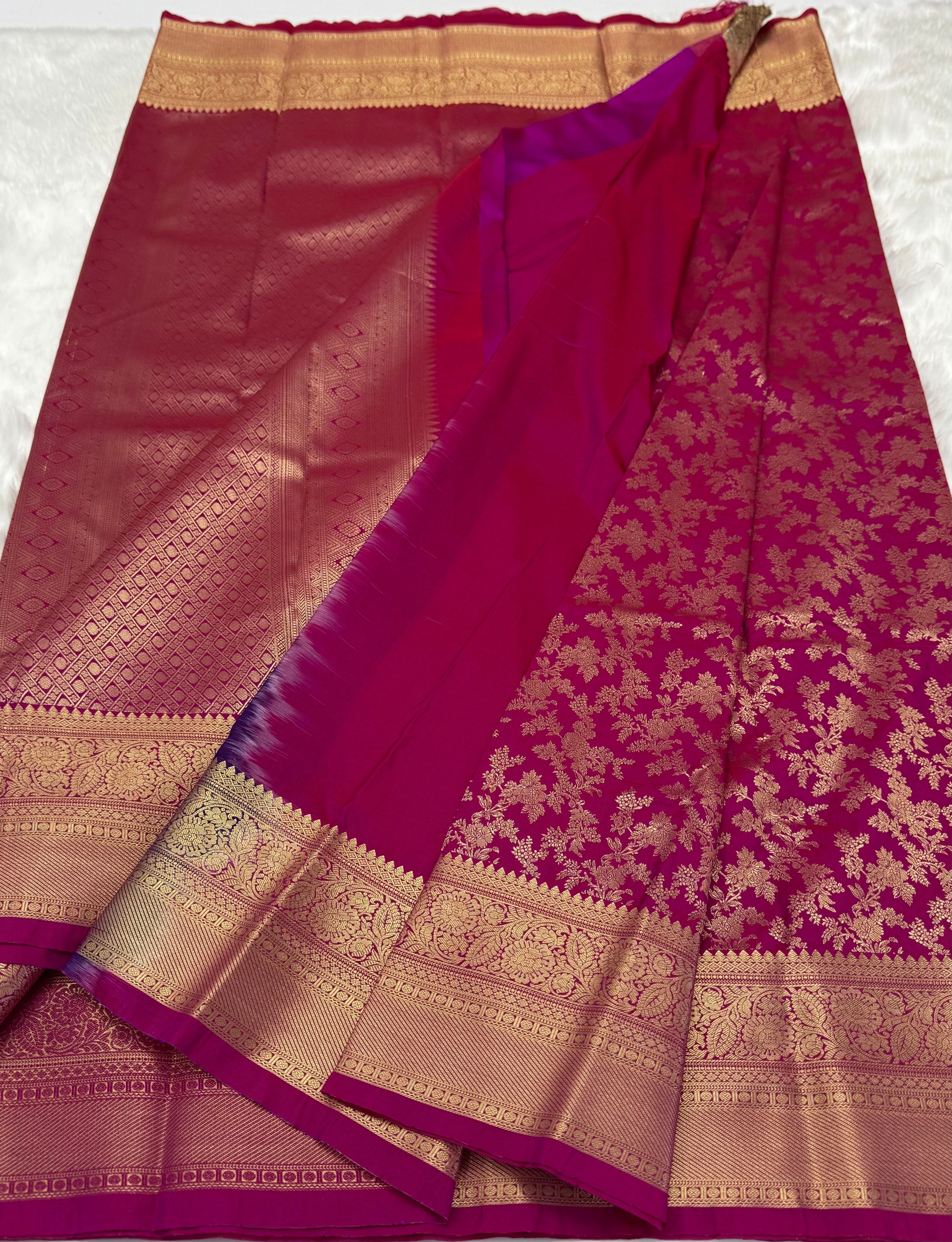 PREMIUM SEMI KANCHI SILK SAREE -MAGENTA