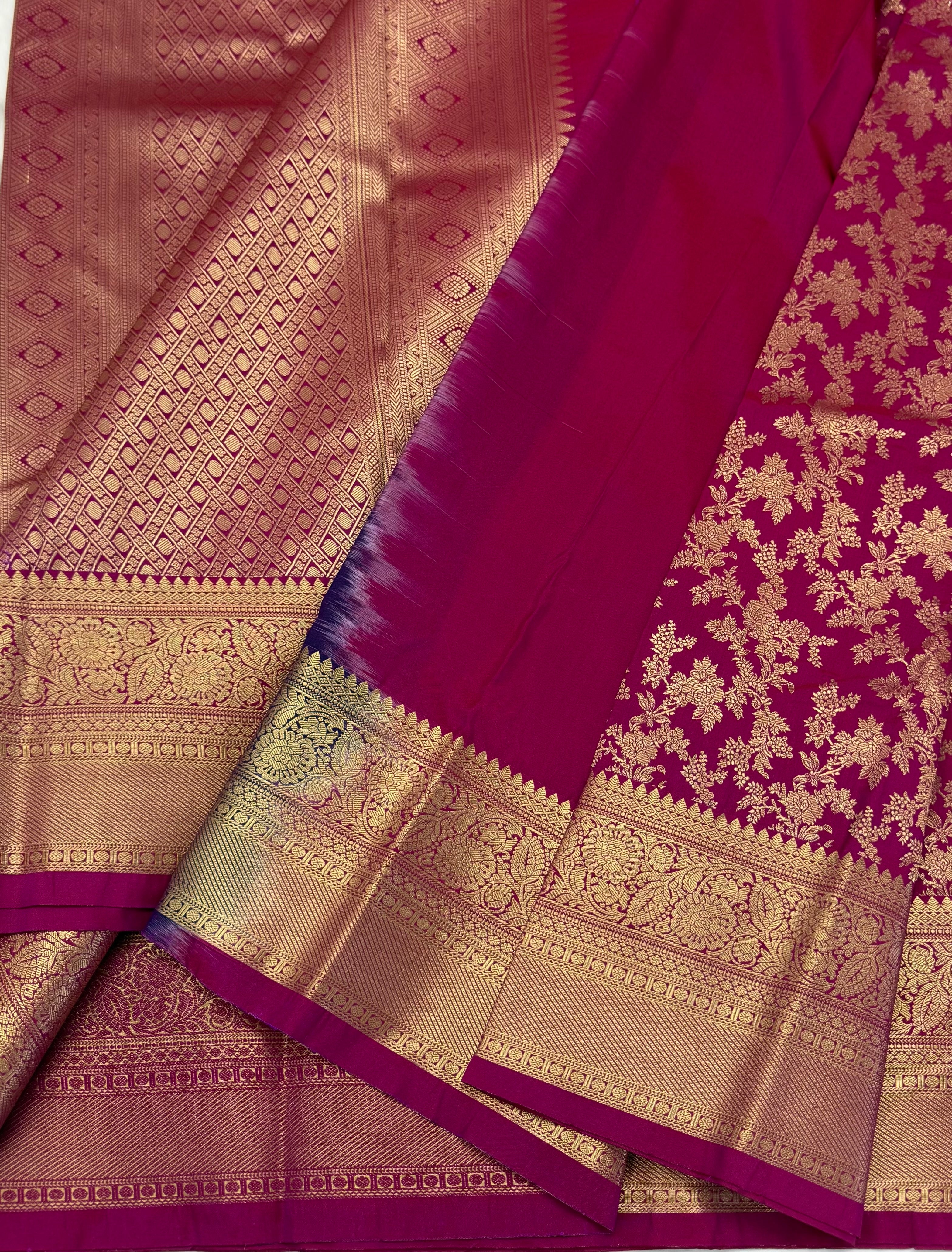 PREMIUM SEMI KANCHI SILK SAREE -MAGENTA