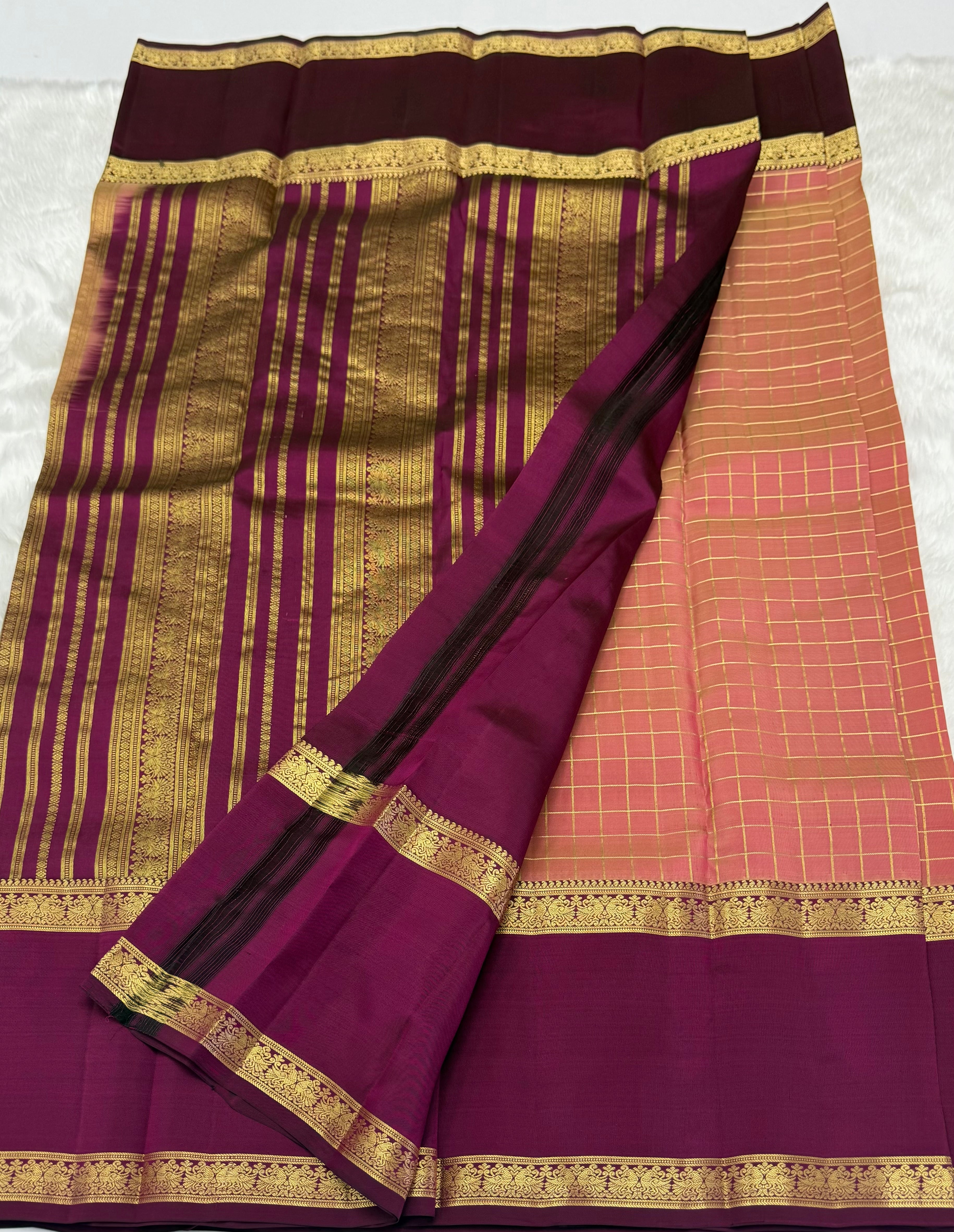 KANCHIPURAM PURE SILK SAREE | SILKMARK® CERTIFIED - BRICK PINK