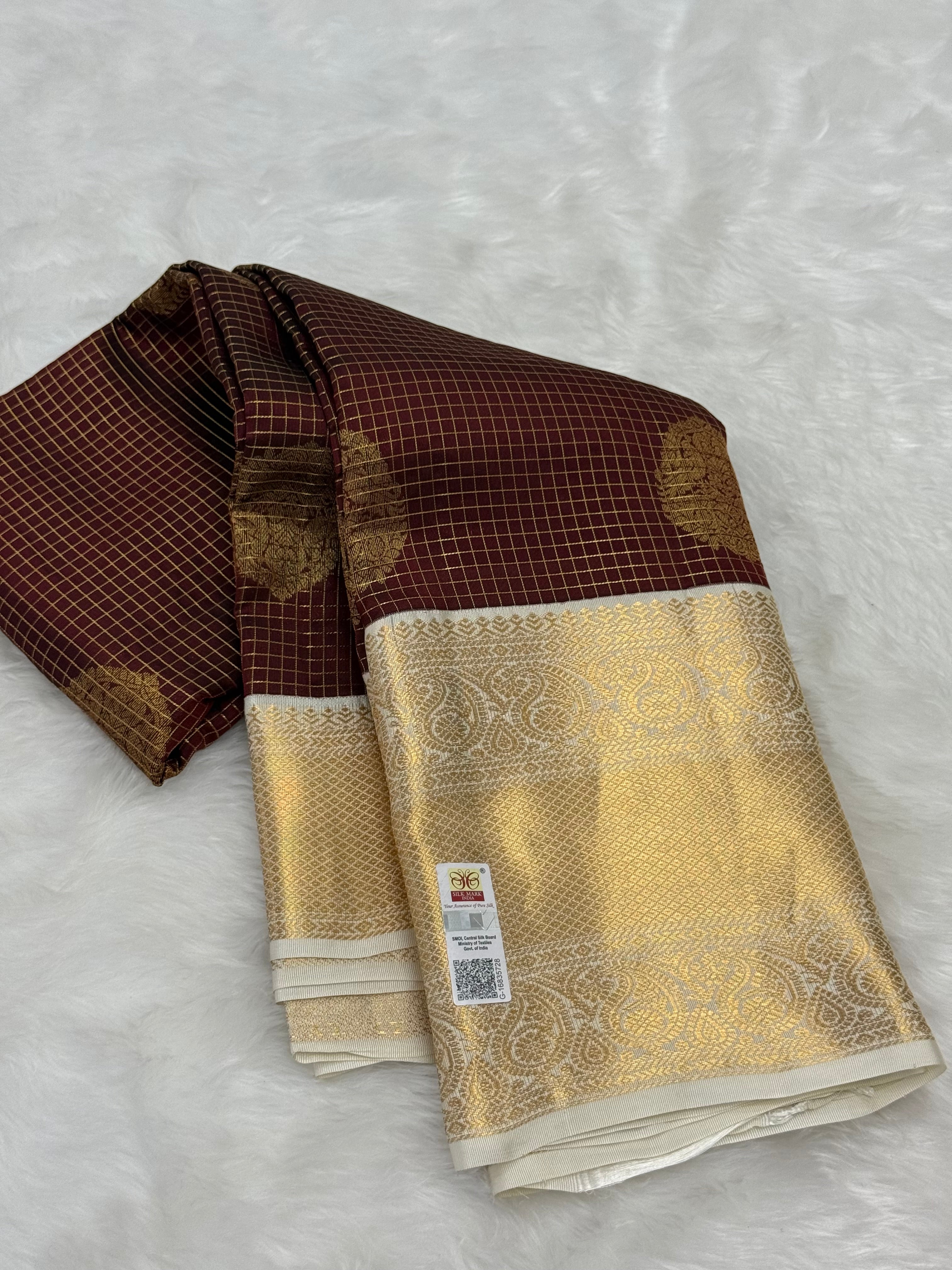 KANCHIPURAM PURE SILK SAREE | SILKMARK® CERTIFIED - DEEP MAROON