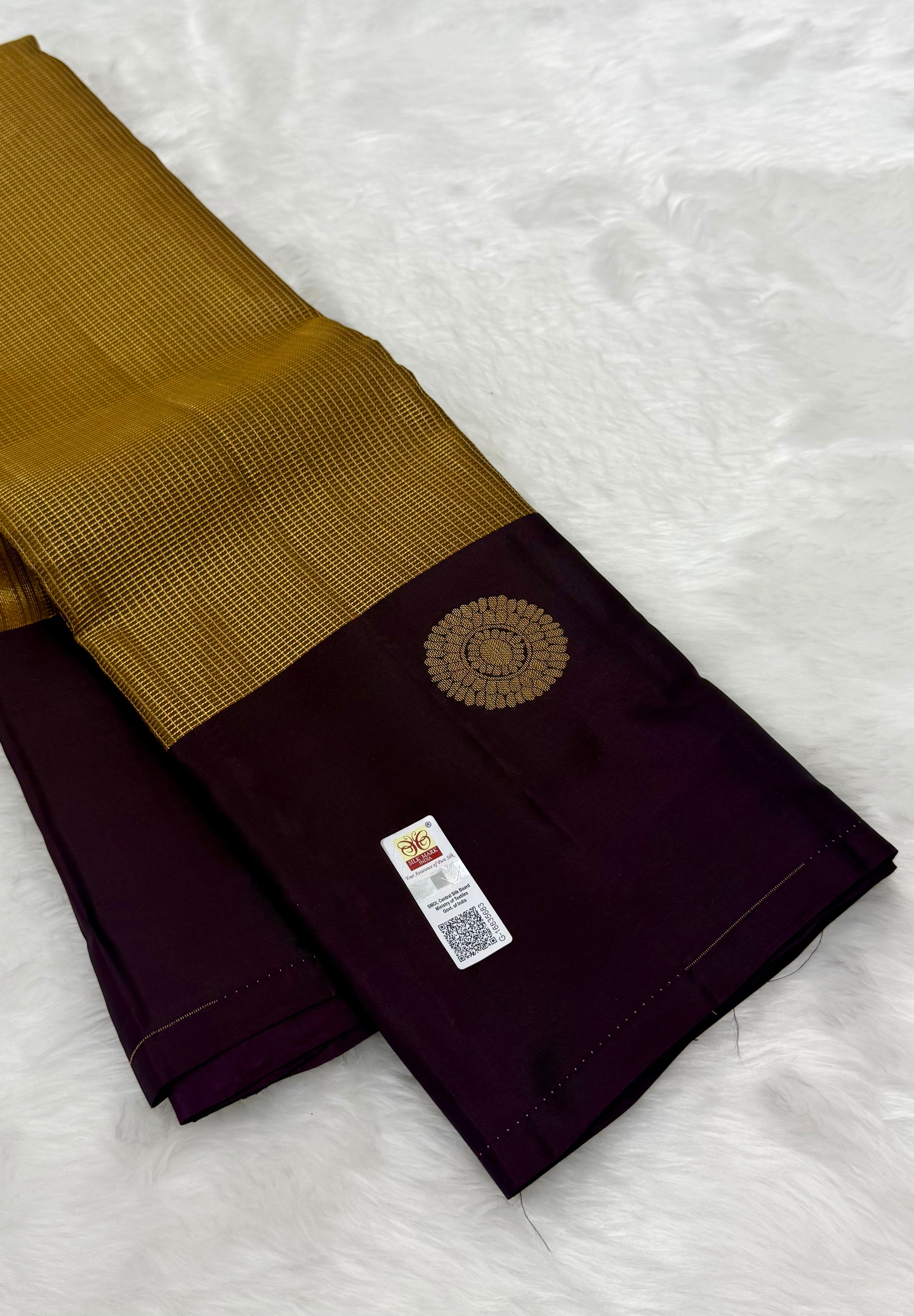 KANCHIPURAM PURE SILK SAREE | SILKMARK® CERTIFIED - GOLDEN MUSTARD