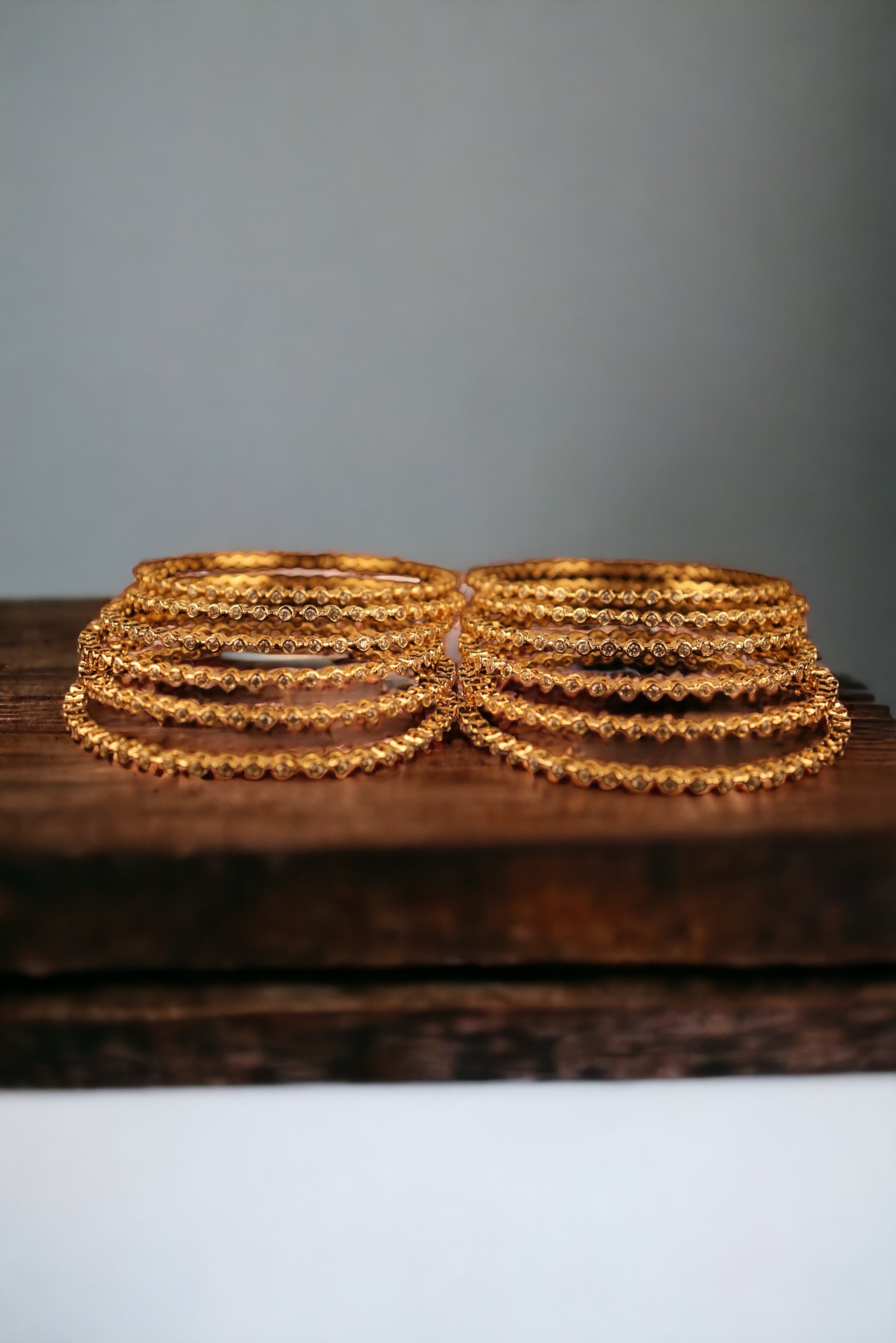 GOLD PLATED AD STONE BANGLES FOR WOMEN'S AND GIRLS - SET OF 12 GRABO365