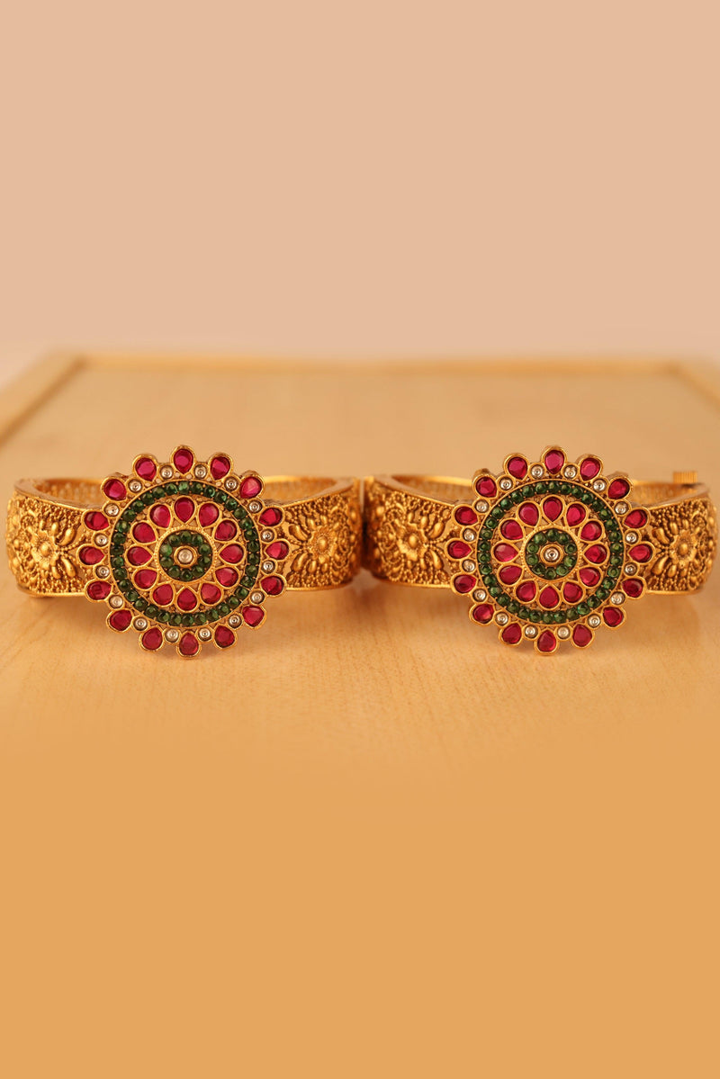 ANTIQUE GOLD PLATED BANGLES FOR WOMEN'S AND GIRLS - SET OF 2 GRABO365