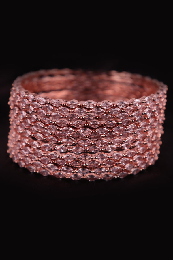 ROSE GOLD AD STONE BANGLES FOR WOMEN'S AND GIRLS - SET OF 12 GRABO365