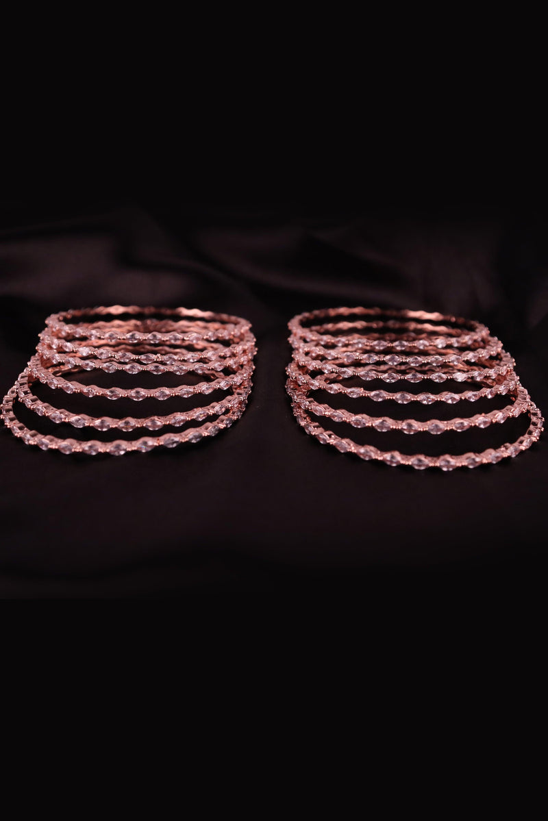 ROSE GOLD AD STONE BANGLES FOR WOMEN'S AND GIRLS - SET OF 12 GRABO365