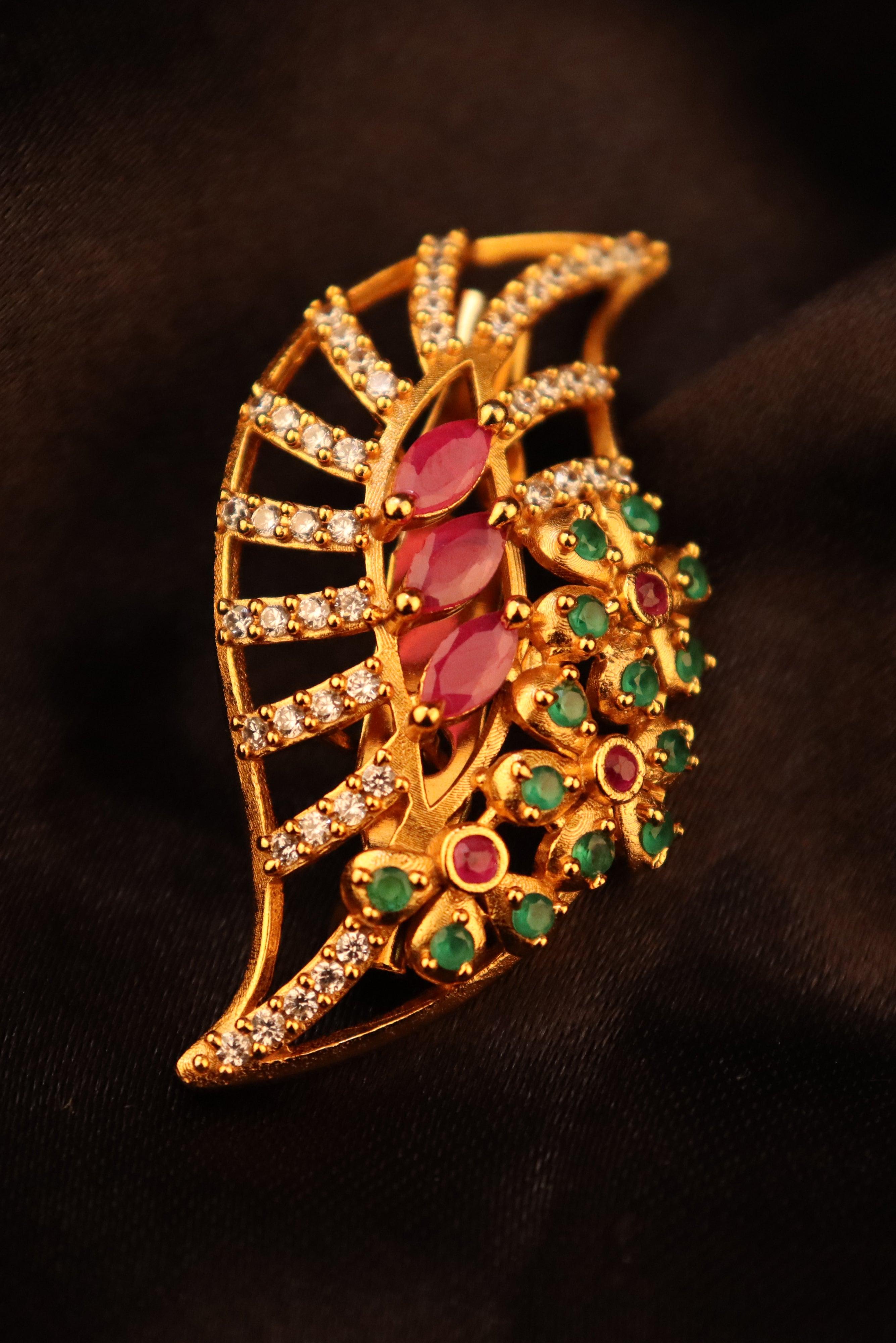 KEMP & AD STONE STUDDED SAREE PIN/BROOCH GRABO365