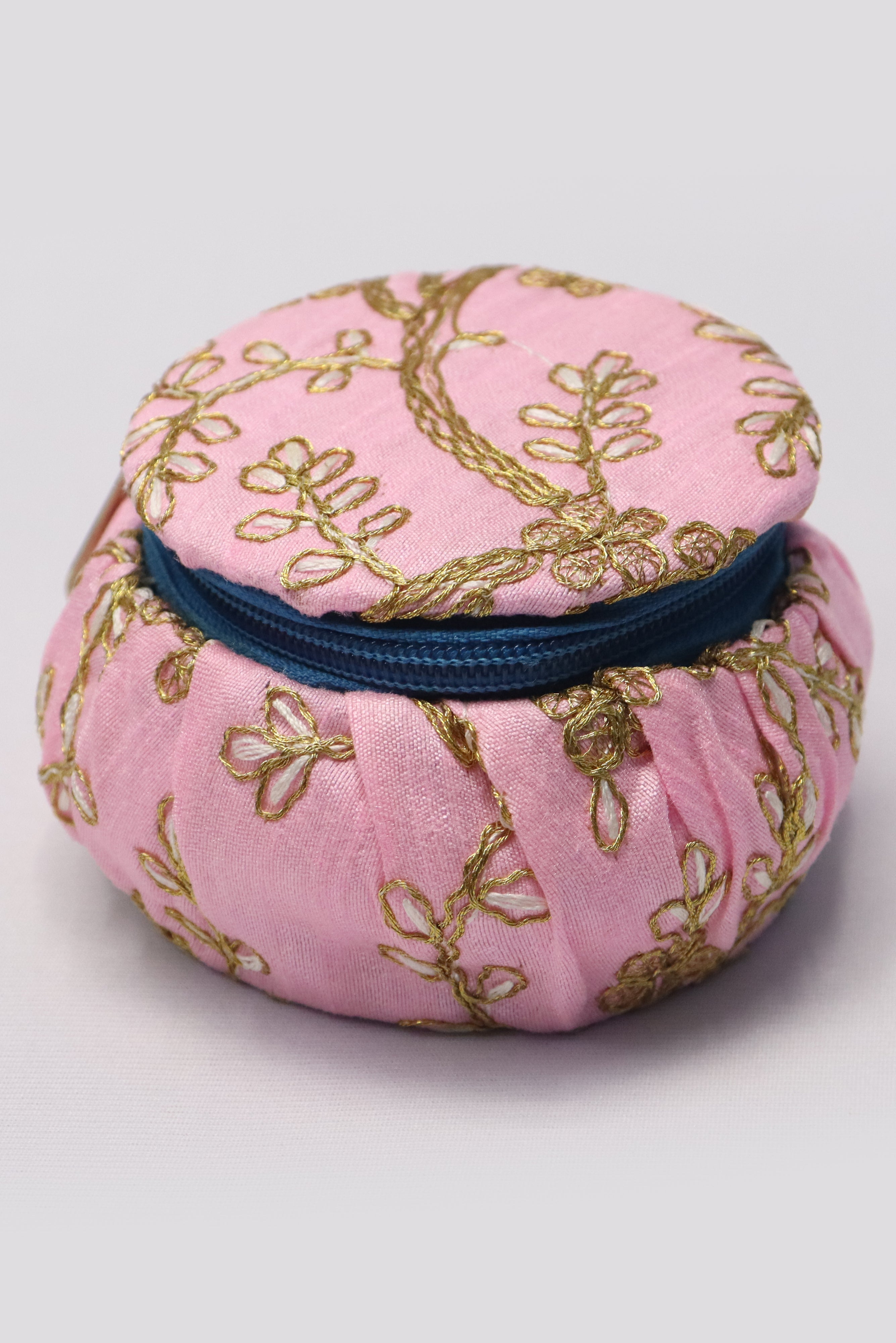 WOMENS/GIRLS EMBROIDERY JEWELLERY ROUND BANGLE BOX - PINK GRABO365