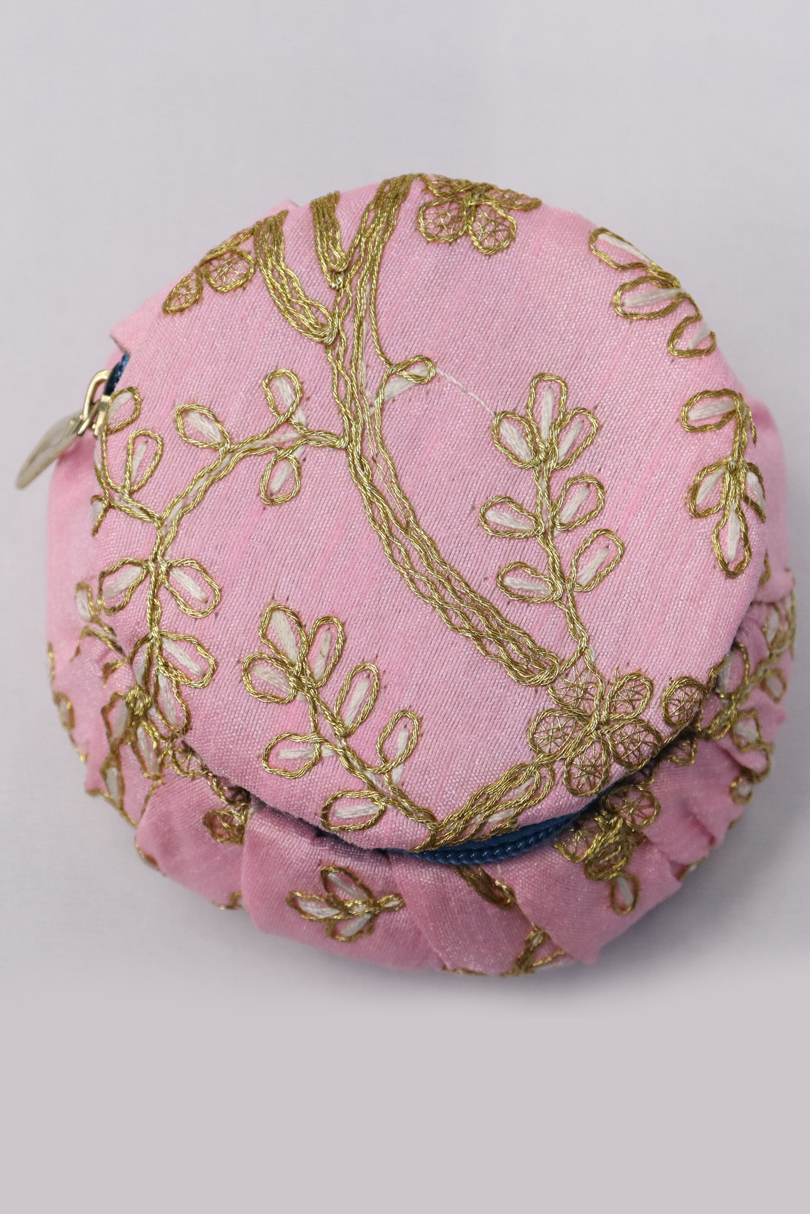 WOMENS/GIRLS EMBROIDERY JEWELLERY ROUND BANGLE BOX - PINK GRABO365