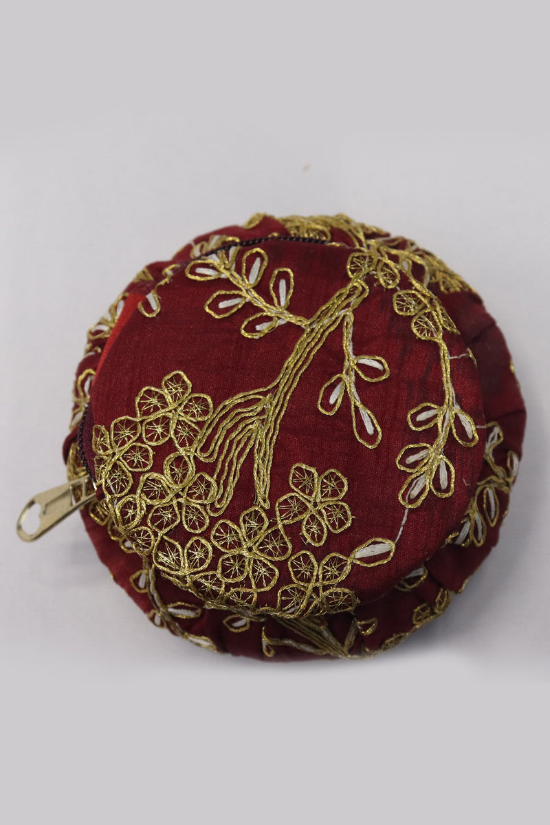 WOMENS/GIRLS EMBROIDERY JEWELLERY ROUND BANGLE BOX - BROWN GRABO365