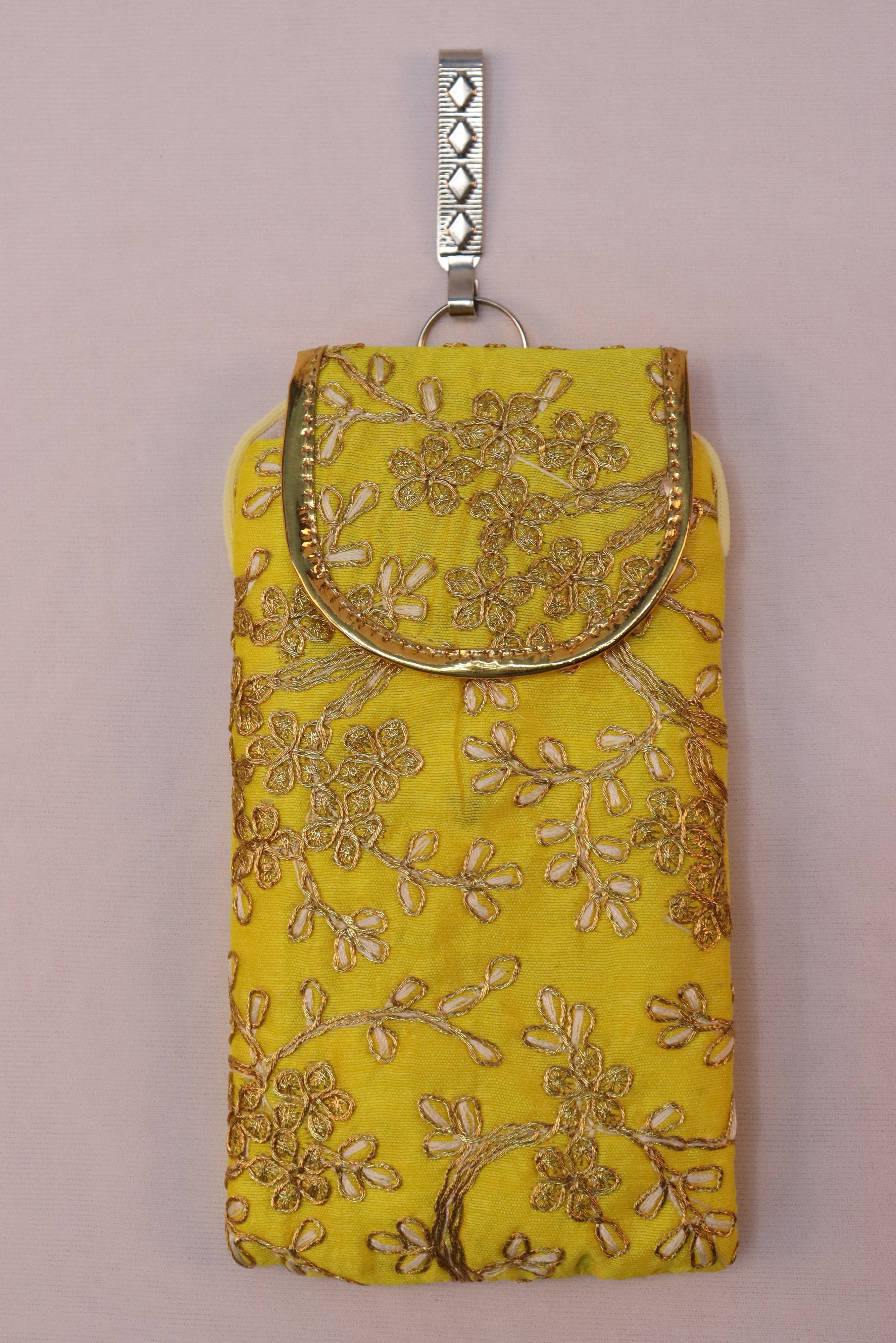 JARI EMBROIDERY MOBILE SLING COVER - YELLOW GRABO365