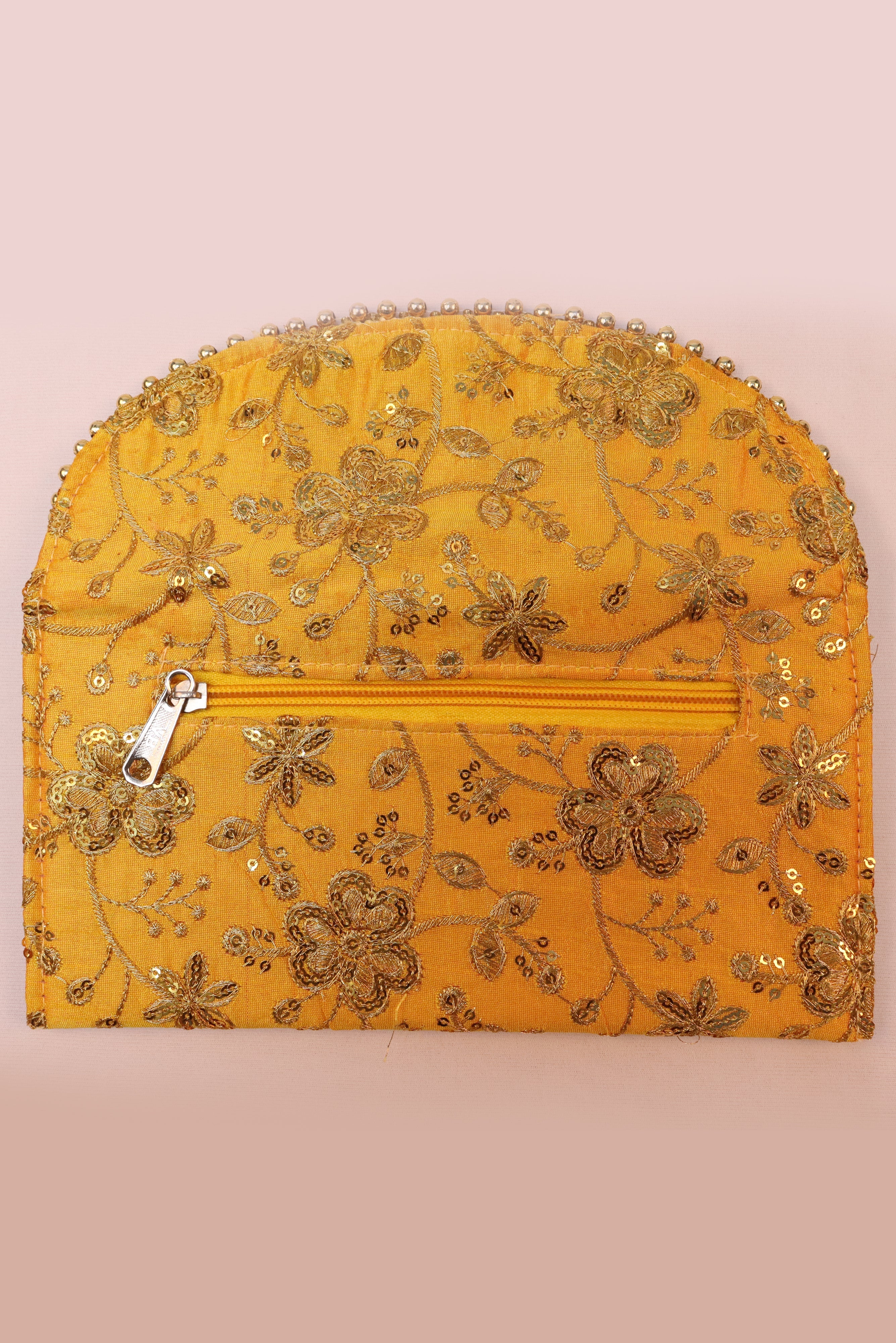 HANDMADE EMBROIDERY ENVELOPE PURSE -YELLOW GRABO365