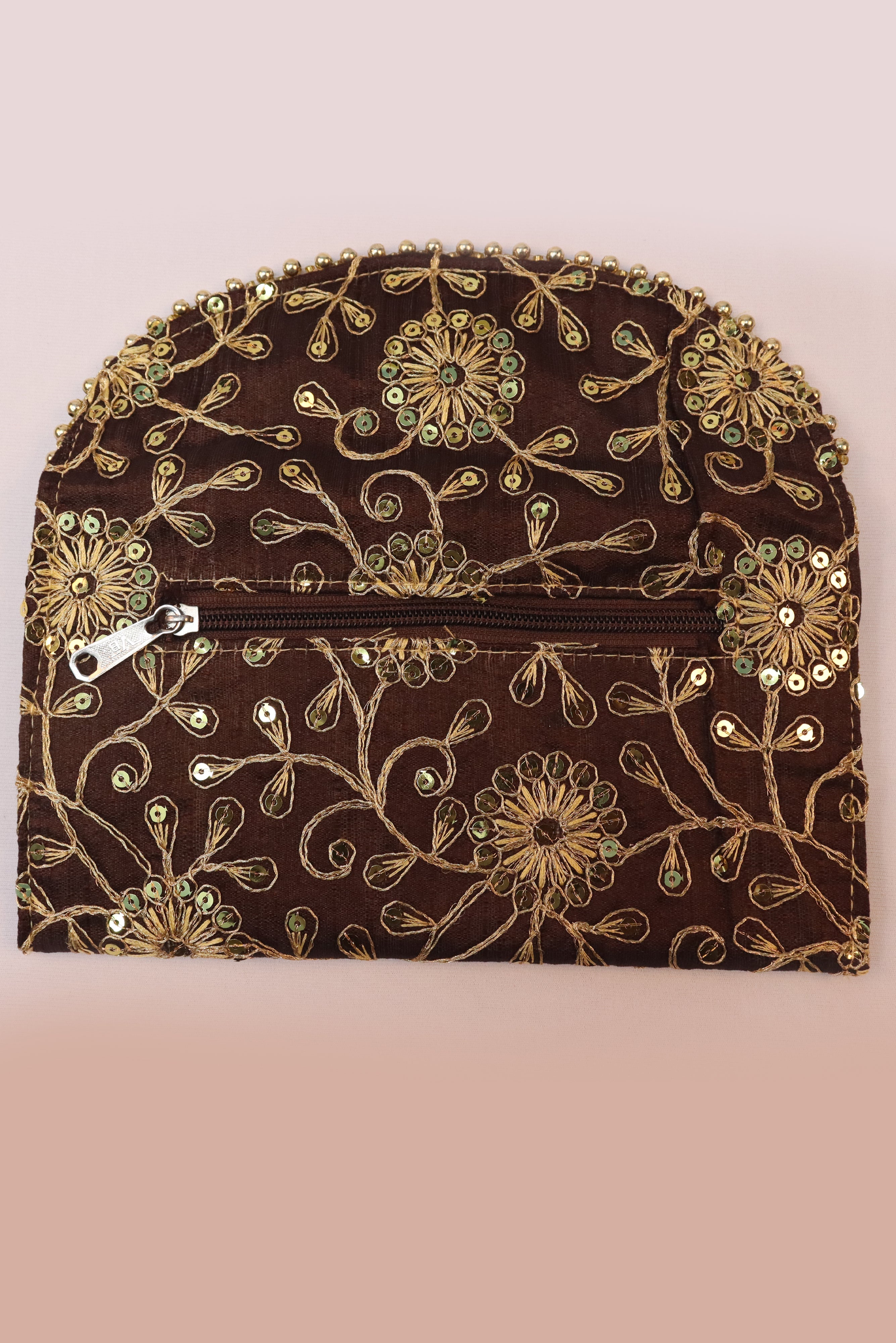 HANDMADE EMBROIDERY ENVELOPE PURSE -BROWN GRABO365