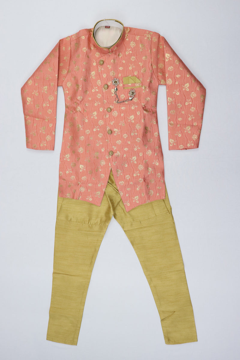 FLAMINGO PINK BOYS FULL SLEEVE KURTA PYJAMA SET GRABO365