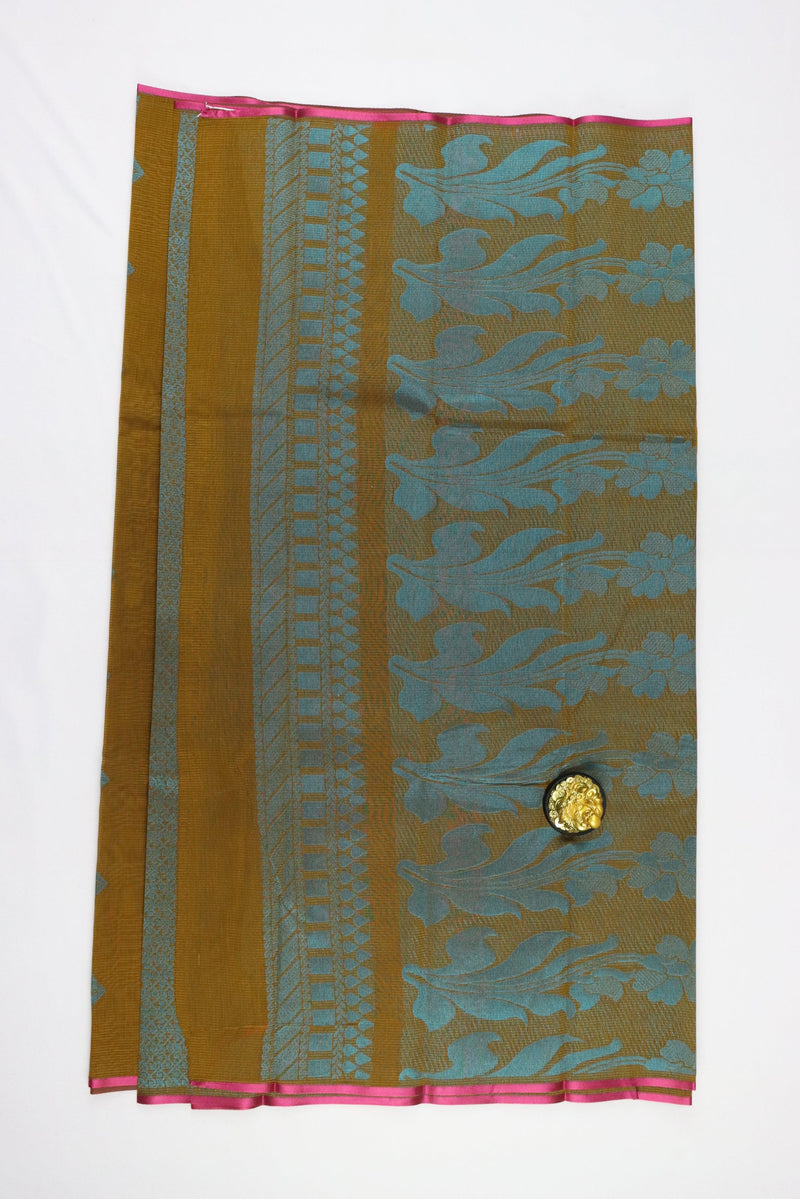 PEANUT BROWN  SILK COTTON SAREE IN BORDERLESS STYLE GRABO365