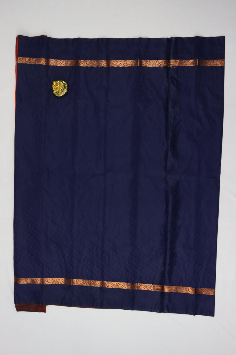 SALAMANDER ORANGE ART SILK SAREE WITH GOLDEN ZARI BORDER GRABO365