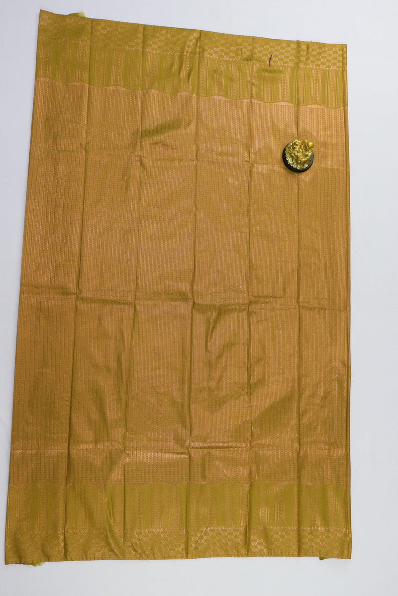 OLIVE GREEN ART SILK SAREE WITH GOLDEN ZARI BORDER GRABO365