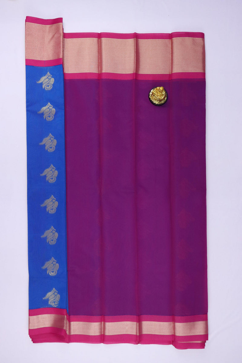 AZURE BLUE UPPADA SILK COTTON SAREE GRABO365