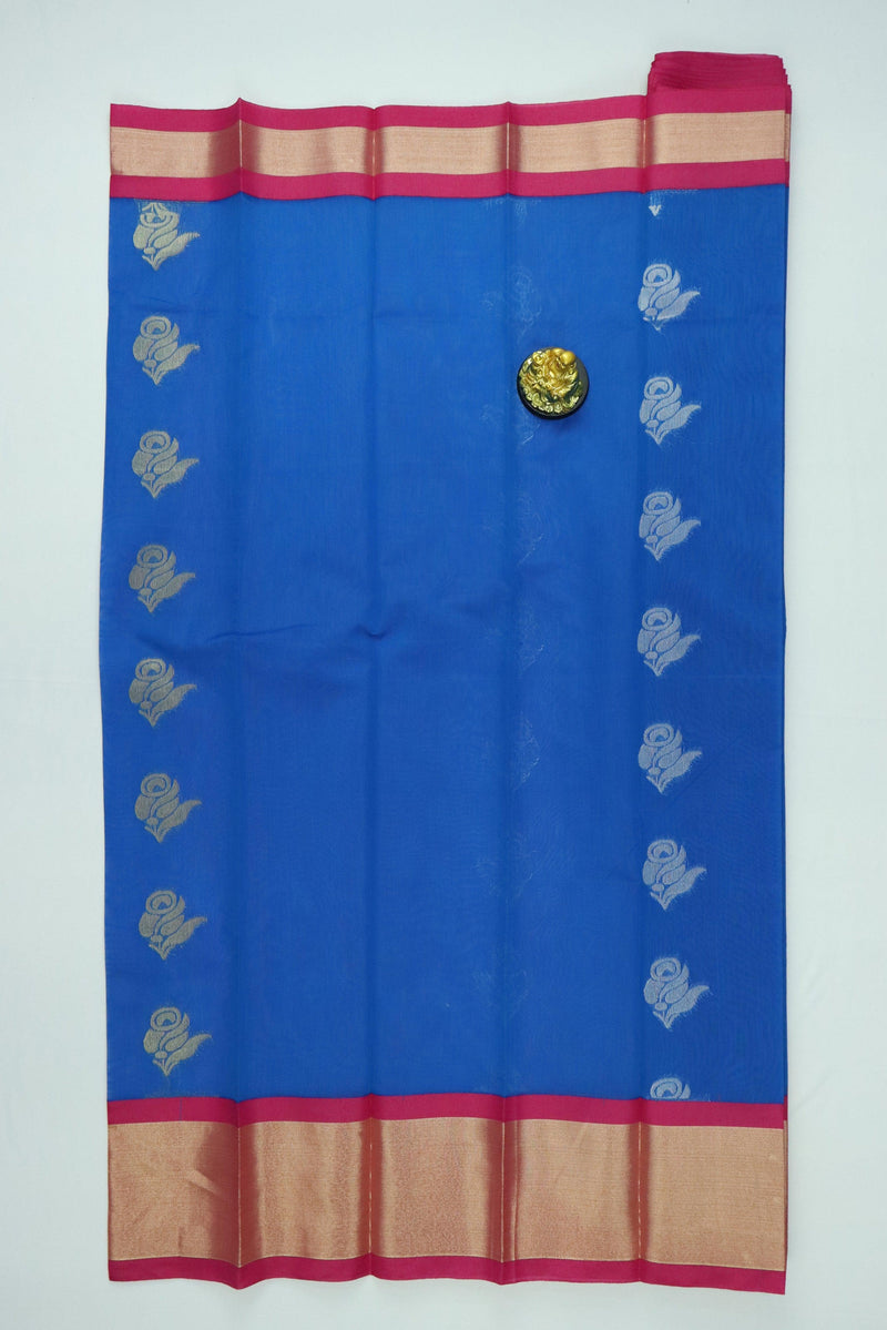 AZURE BLUE UPPADA SILK COTTON SAREE GRABO365