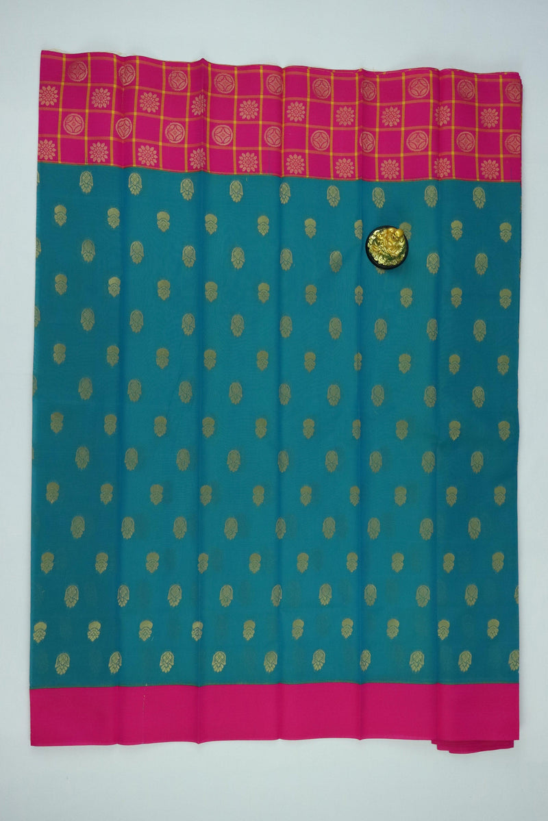 CADET BLUE UPPADA SILK COTTON SAREE GRABO365