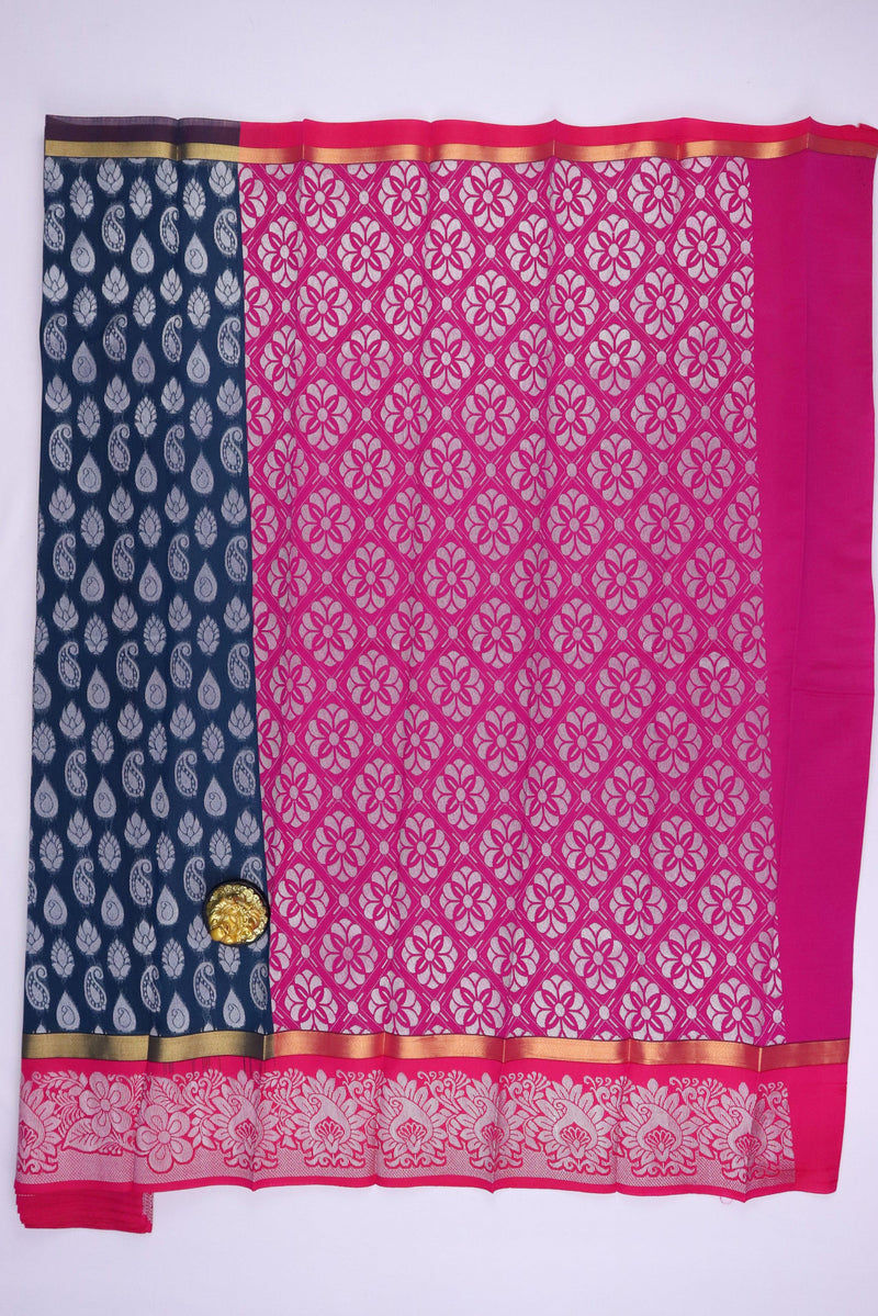 PRUSSIAN BLUE UPPADA SILK COTTON SAREE GRABO365