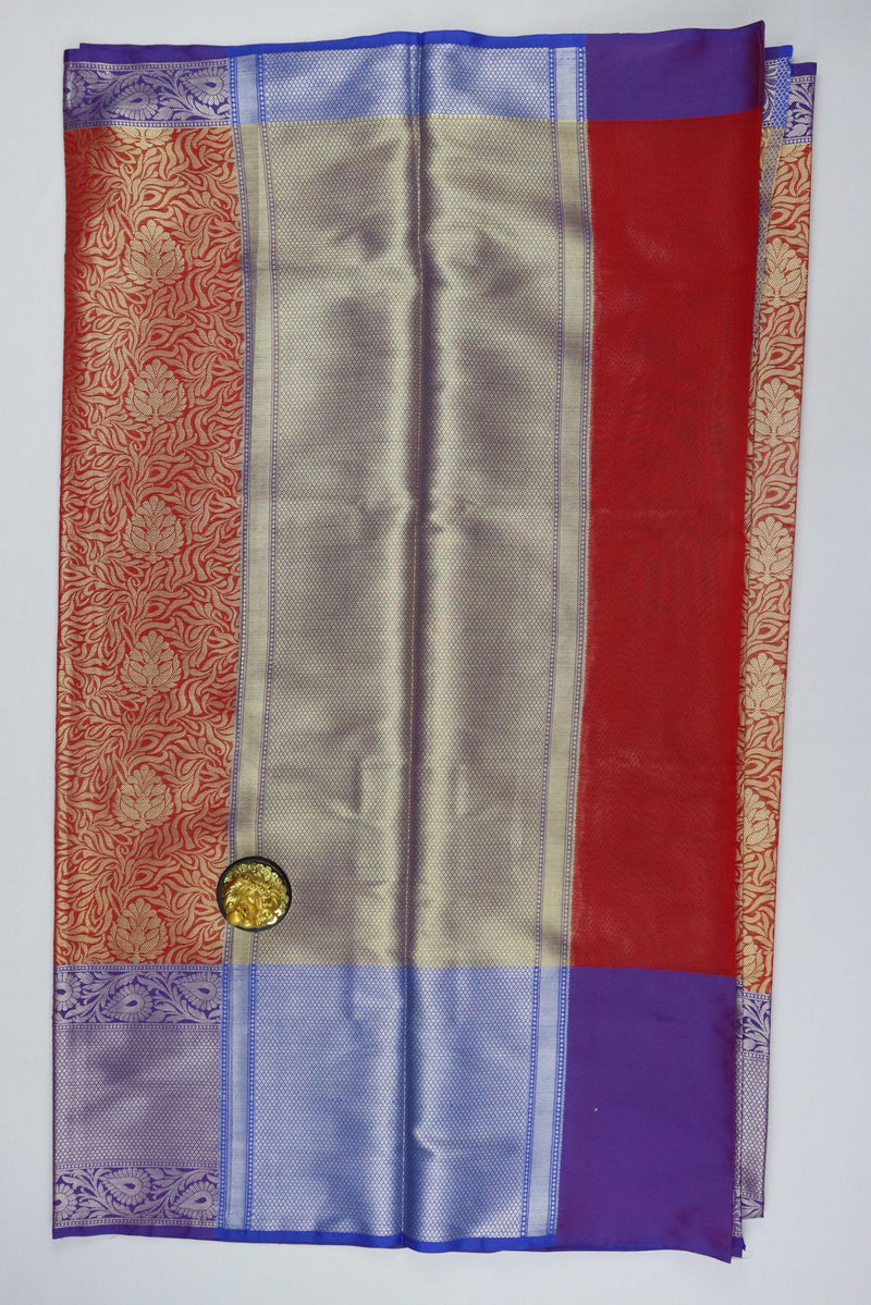 ZARIWORK BROCADE SAREES FOR WOMEN - RED GRABO365