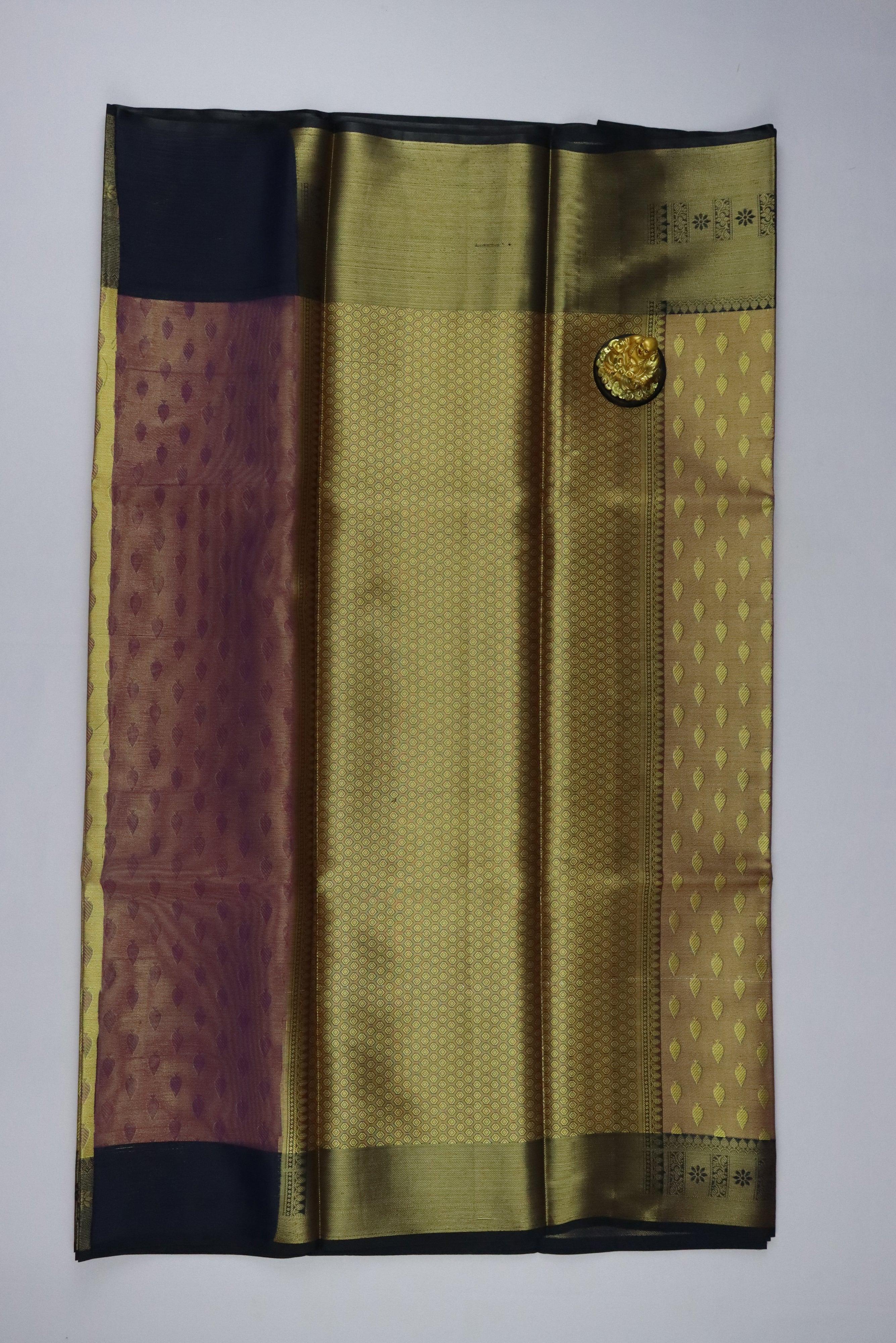 GOLD TONED ZARI WORK BROCADE SAREES FOR WOMEN GRABO365