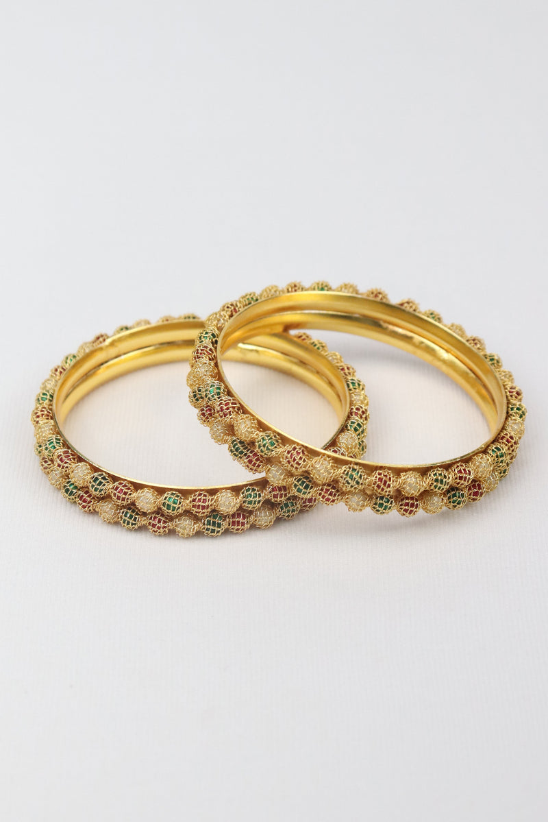 FANCY GOLD BANGLE SET OF 4 GRABO365