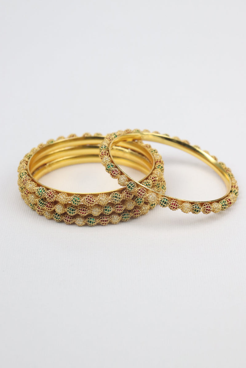 FANCY GOLD BANGLE SET OF 4 GRABO365