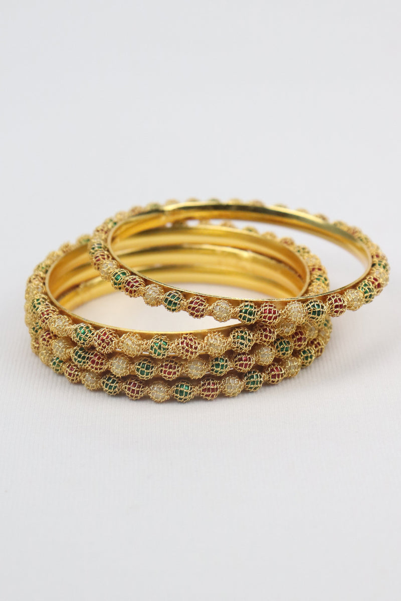 FANCY GOLD BANGLE SET OF 4 GRABO365