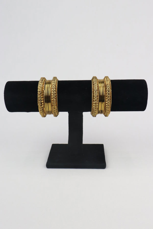 FANCY GOLD BANGLE SET OF 2 GRABO365