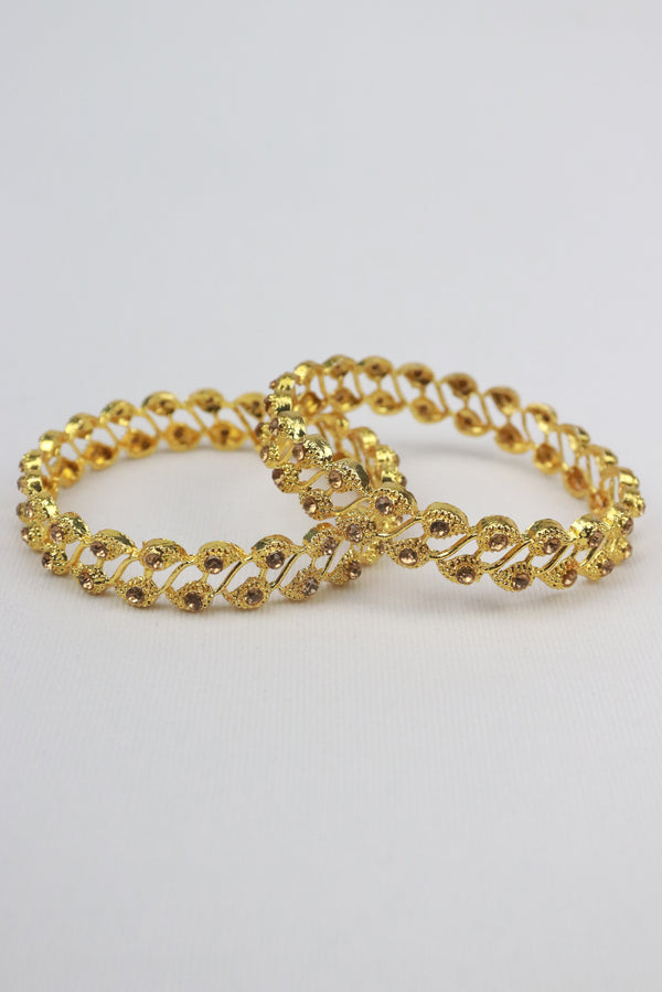 FANCY GOLD BANGLE SET OF 2 GRABO365