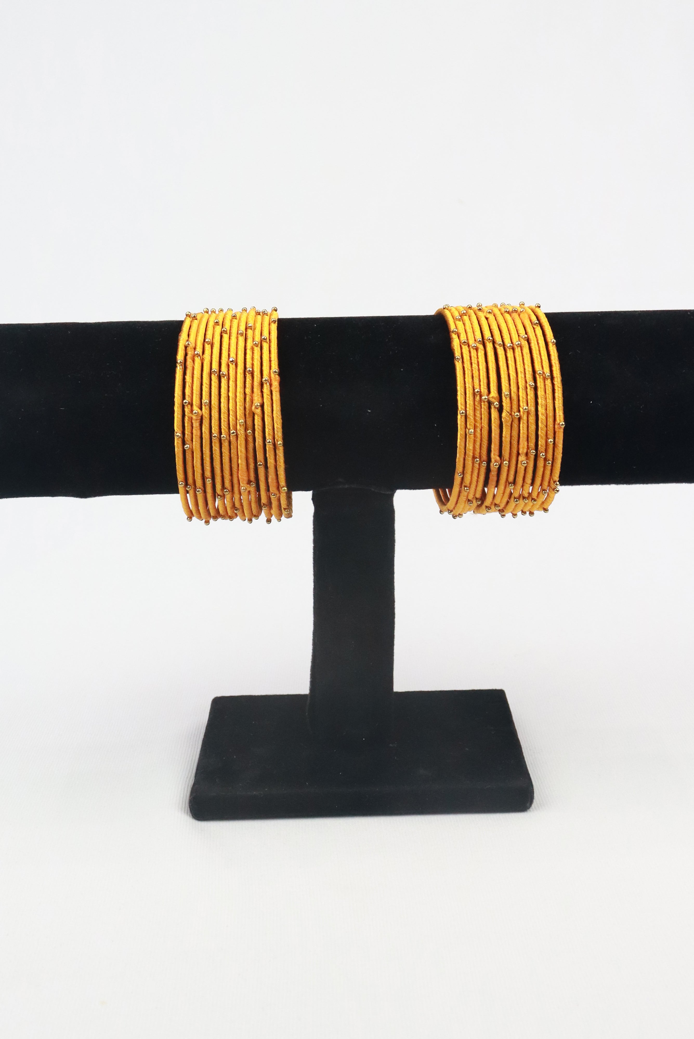 SILK THREAD BANGLE SET OF 24 - YELLOW GRABO365