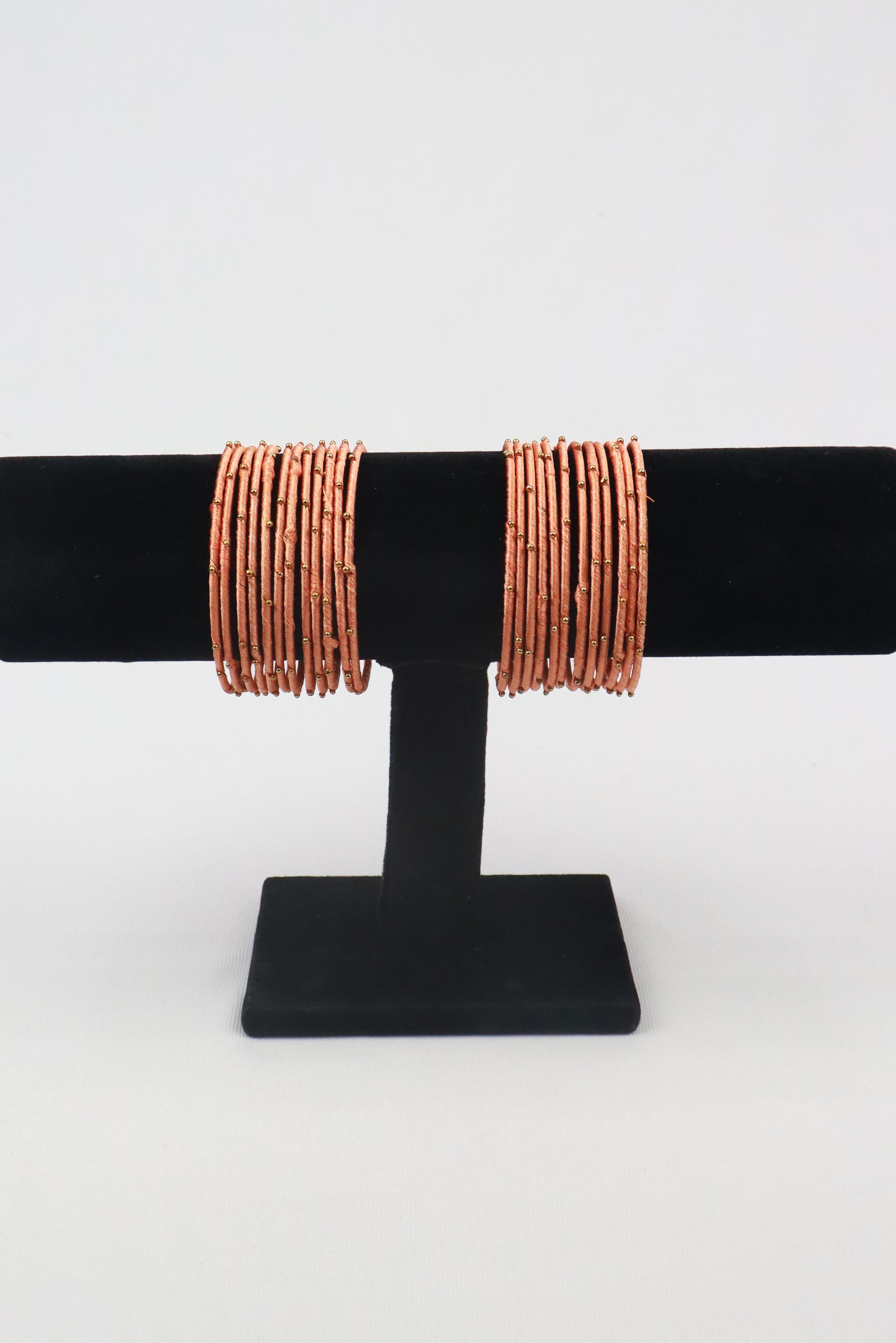 SILK THREAD BANGLE SET OF 24 - PEACH GRABO365