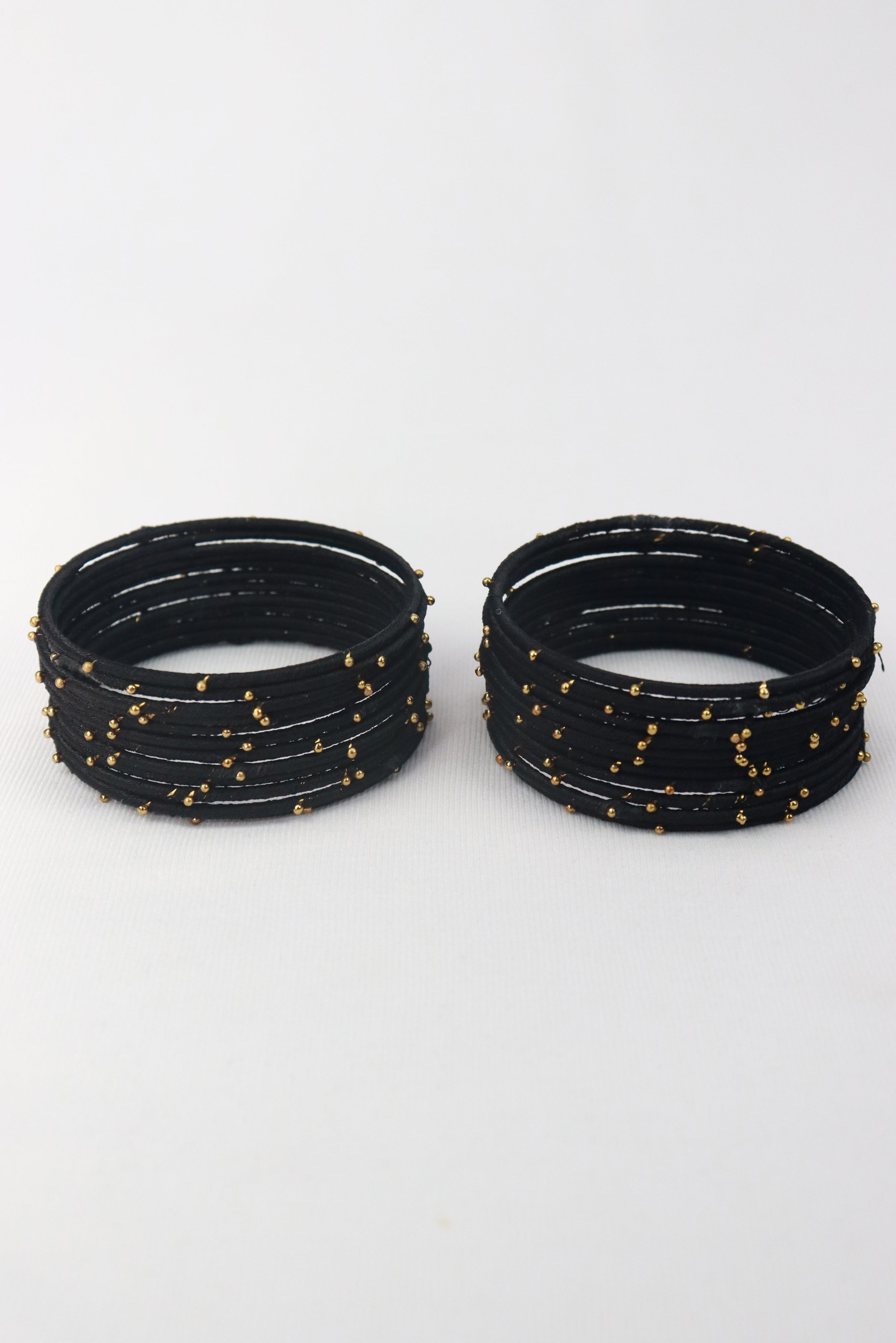 SILK THREAD BANGLE SET OF 24 - BLACK GRABO365