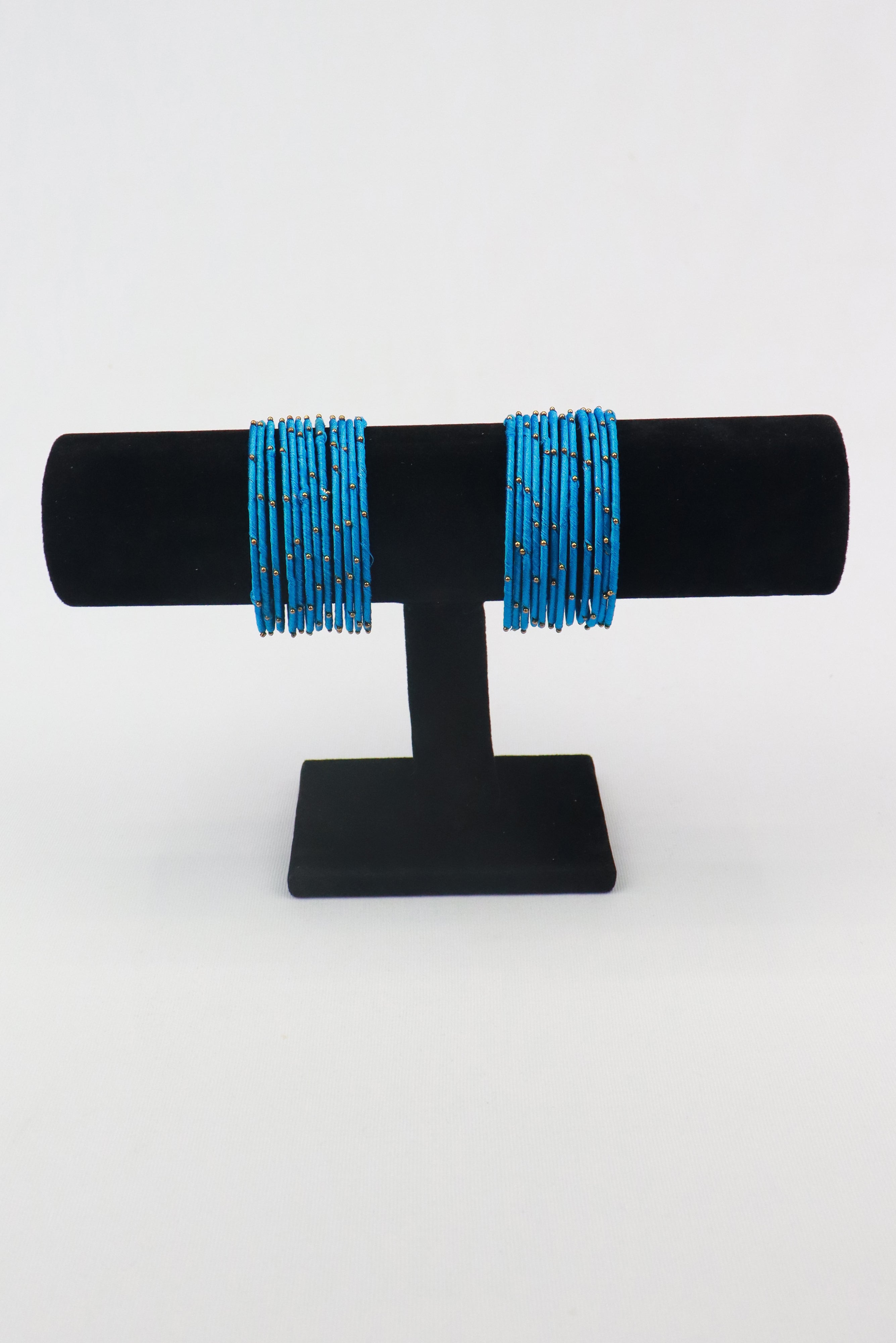 SILK THREAD BANGLE SET OF 24 - BLUE GRABO365