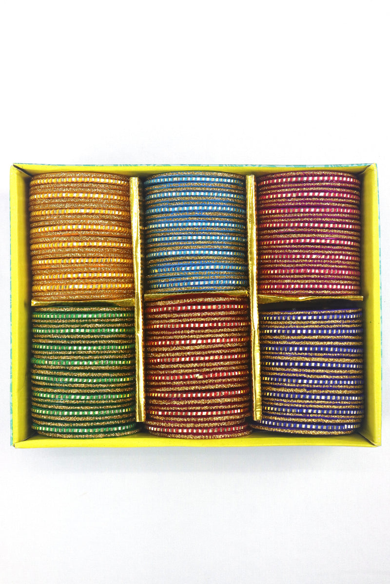 6 COLOUR DESIGNER SILK THREAD WORK GLASS BANGLE BOX SET OF 144 GRABO365