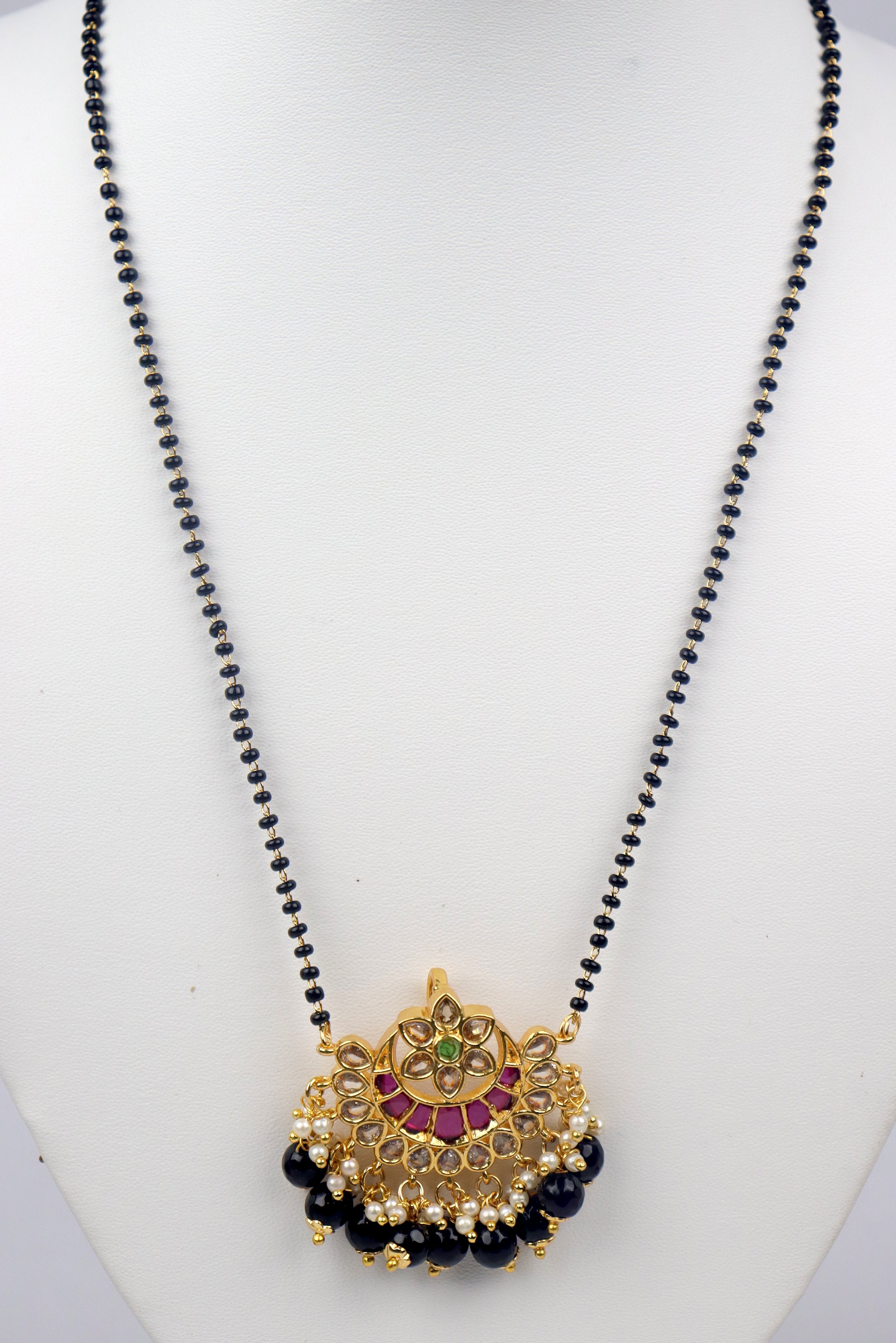 DESIGNER MANGALSUTRA PENDANT STUDDED WITH KEMP & CZ STONES GRABO365