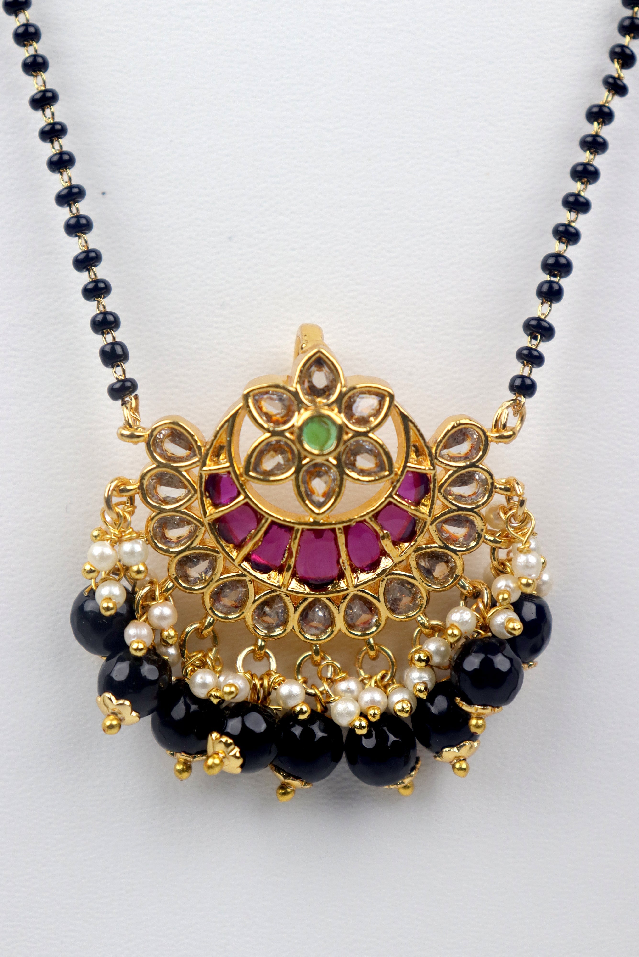 DESIGNER MANGALSUTRA PENDANT STUDDED WITH KEMP & CZ STONES GRABO365