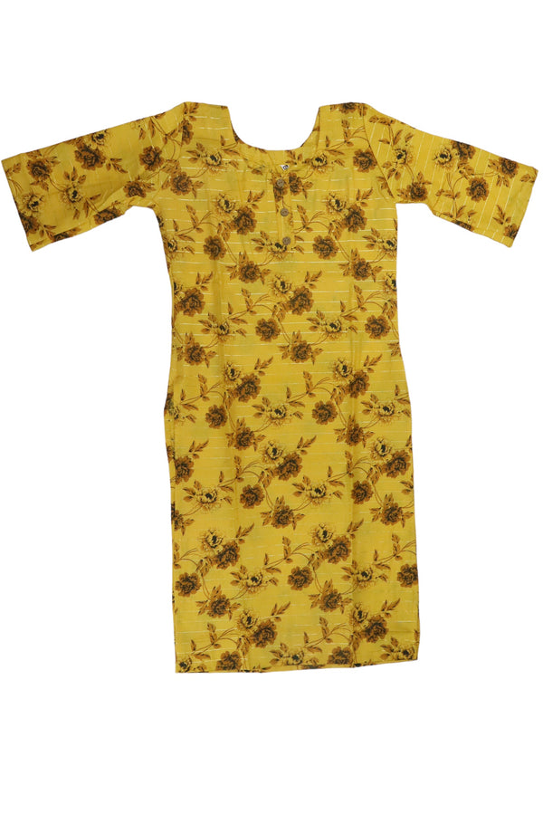 WOMEN'S ROYAL YELLOW FLORAL PRNITED KURTIS GRABO365