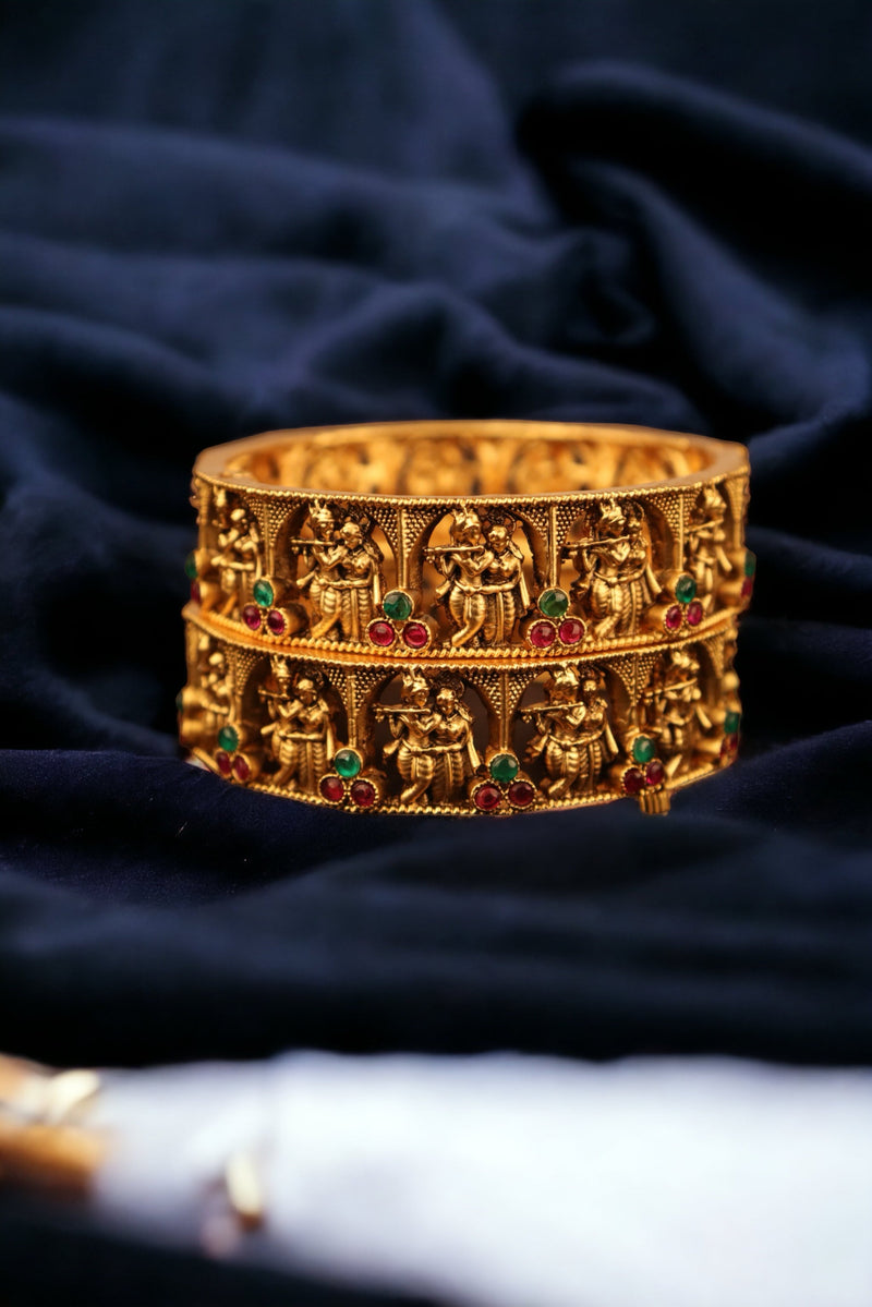 ANTIQUE GODESS RADHA KRISHNA BANGLES FOR WOMEN'S AND GIRLS - SET OF 2 GRABO365