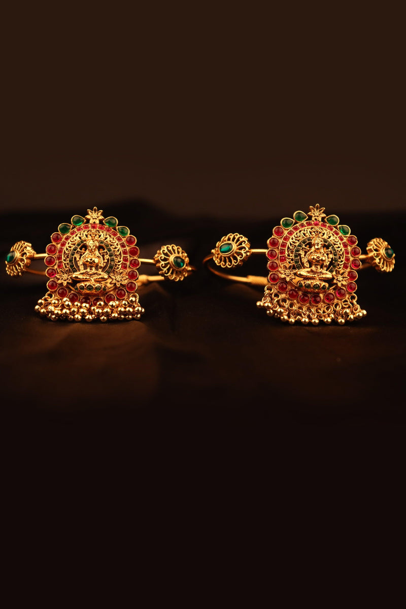 GOLD FINISH LAXMI ARMLET/ARM VANKI/ARM BAND WITH KEMP STONES GRABO365