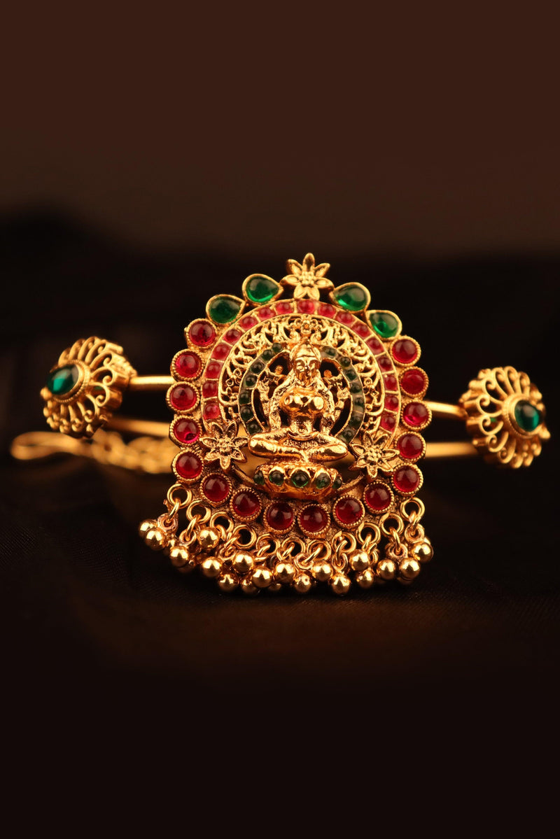 GOLD FINISH LAXMI ARMLET/ARM VANKI/ARM BAND WITH KEMP STONES GRABO365