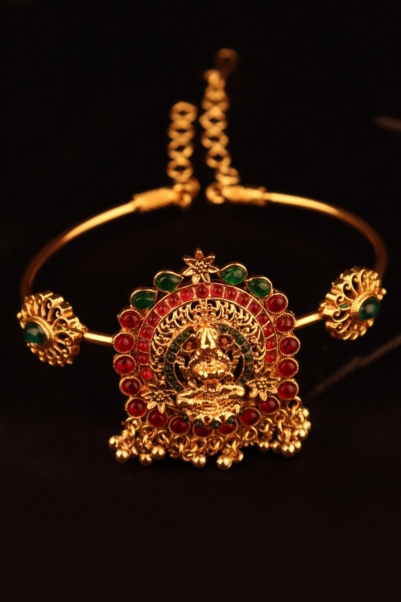 GOLD FINISH LAXMI ARMLET/ARM VANKI/ARM BAND WITH KEMP STONES GRABO365