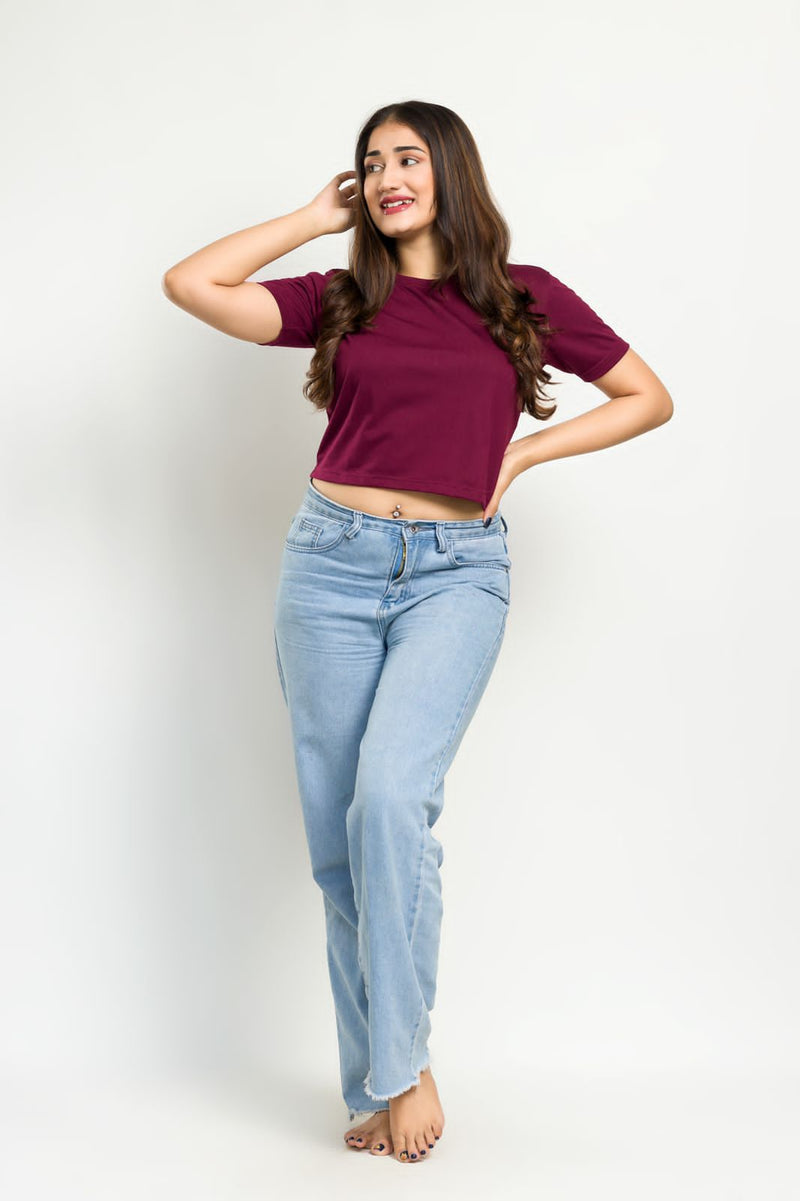 Maroon Crop Top by GRABO365®