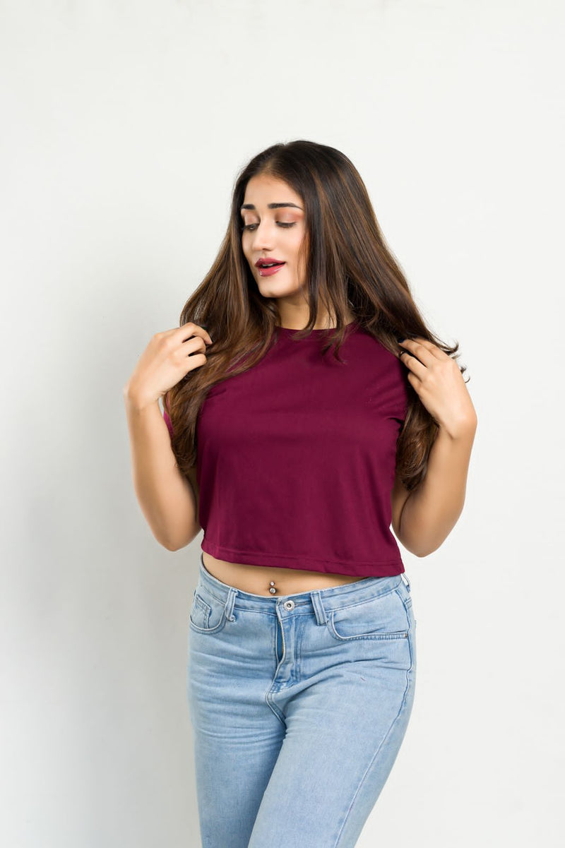 Maroon Crop Top by GRABO365®