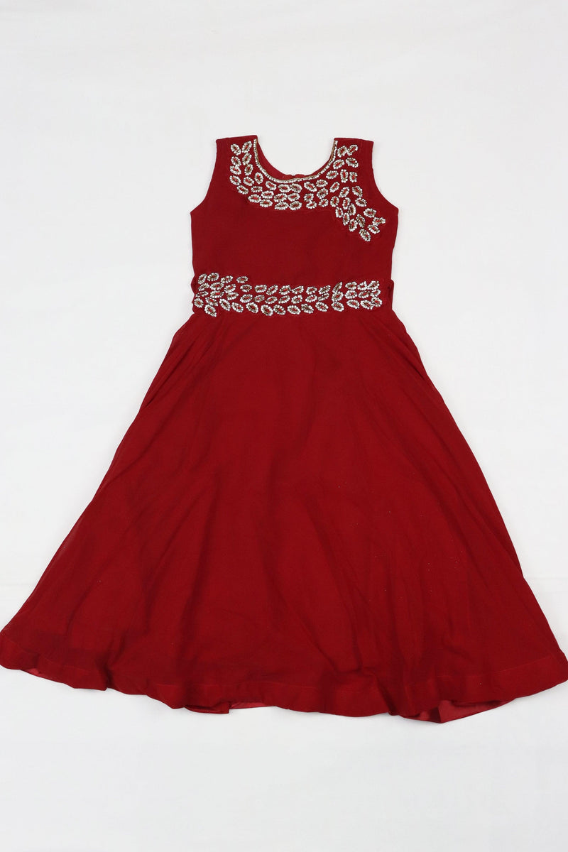 KIDS GIRLS DRESS -MAROON GRABO365