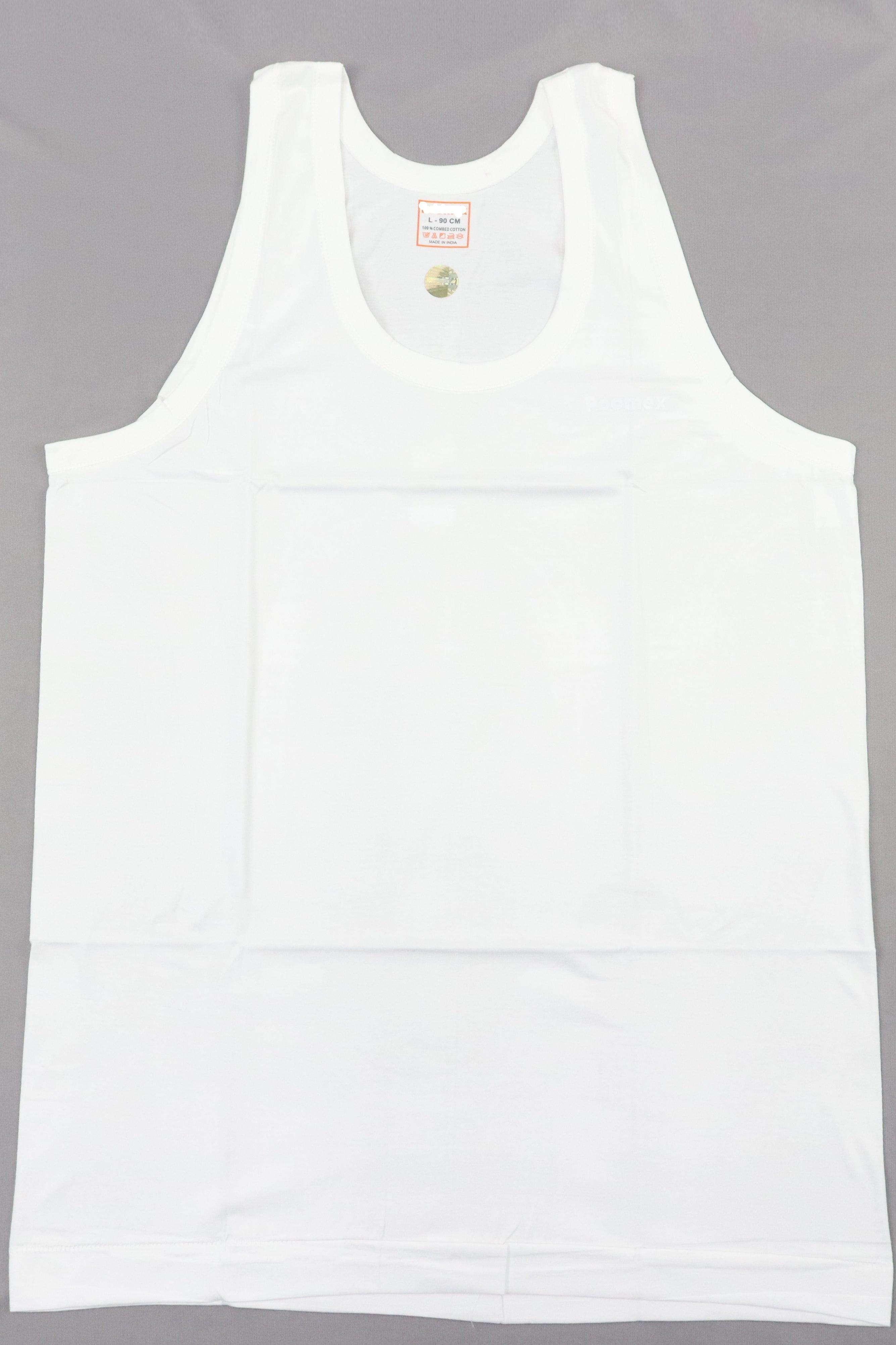 MEN'S SOLID WHITE INNERWEAR PREMIUM COTTON VEST GRABO365